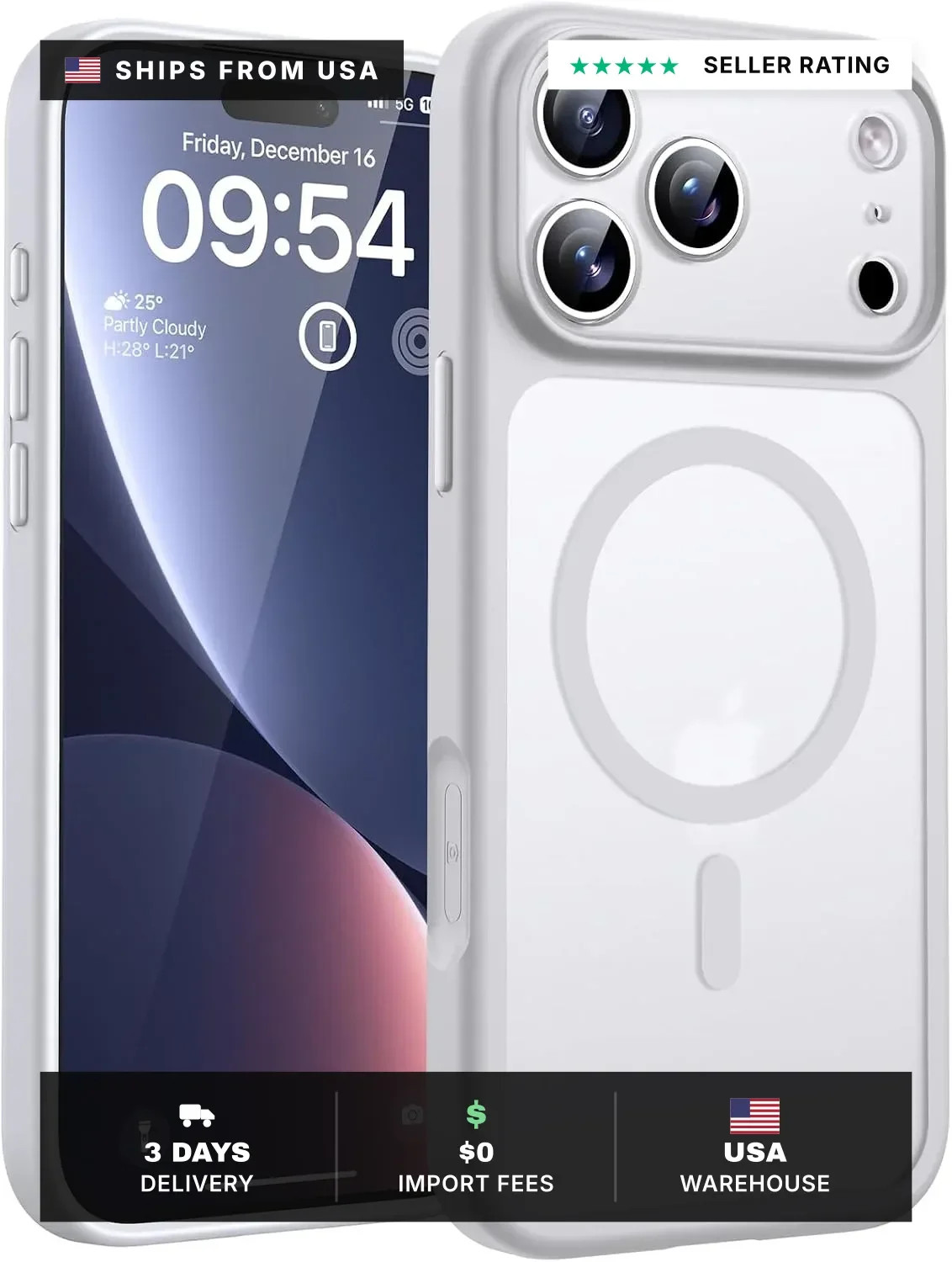 for 18 Pro Case, Compatible with Magnetic, White