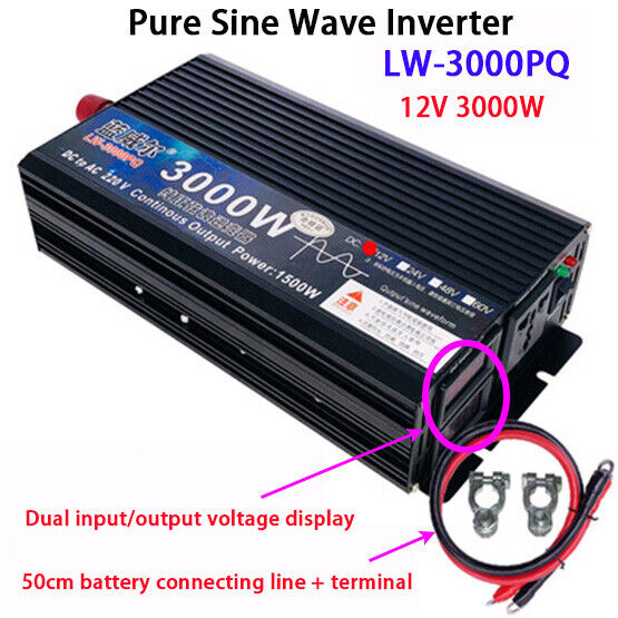 DC12V 24V 48V 60V To AC 220V LW-3000PQ Pure Sine Wave Inverter 3000W Brand New