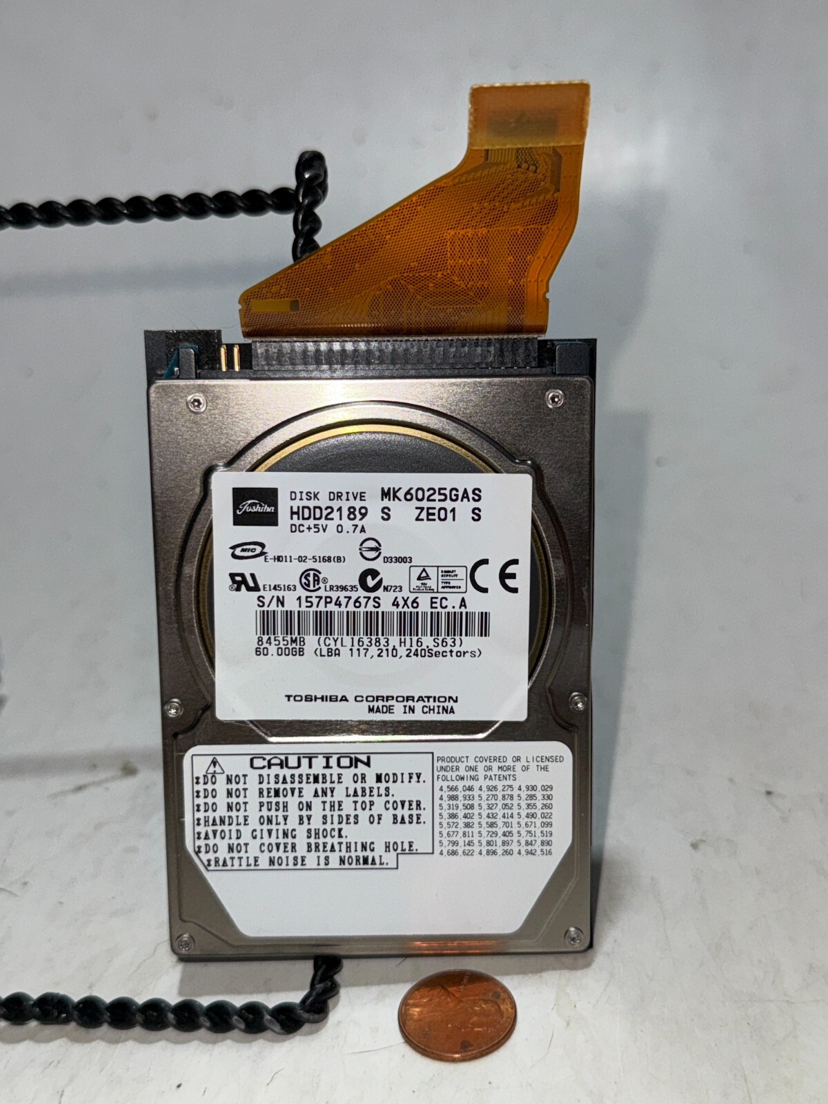 Toshiba 60GB 2.5" IDE Laptop Hard Drive MK6025GAS / HDD2189 S ZE01 S HDD