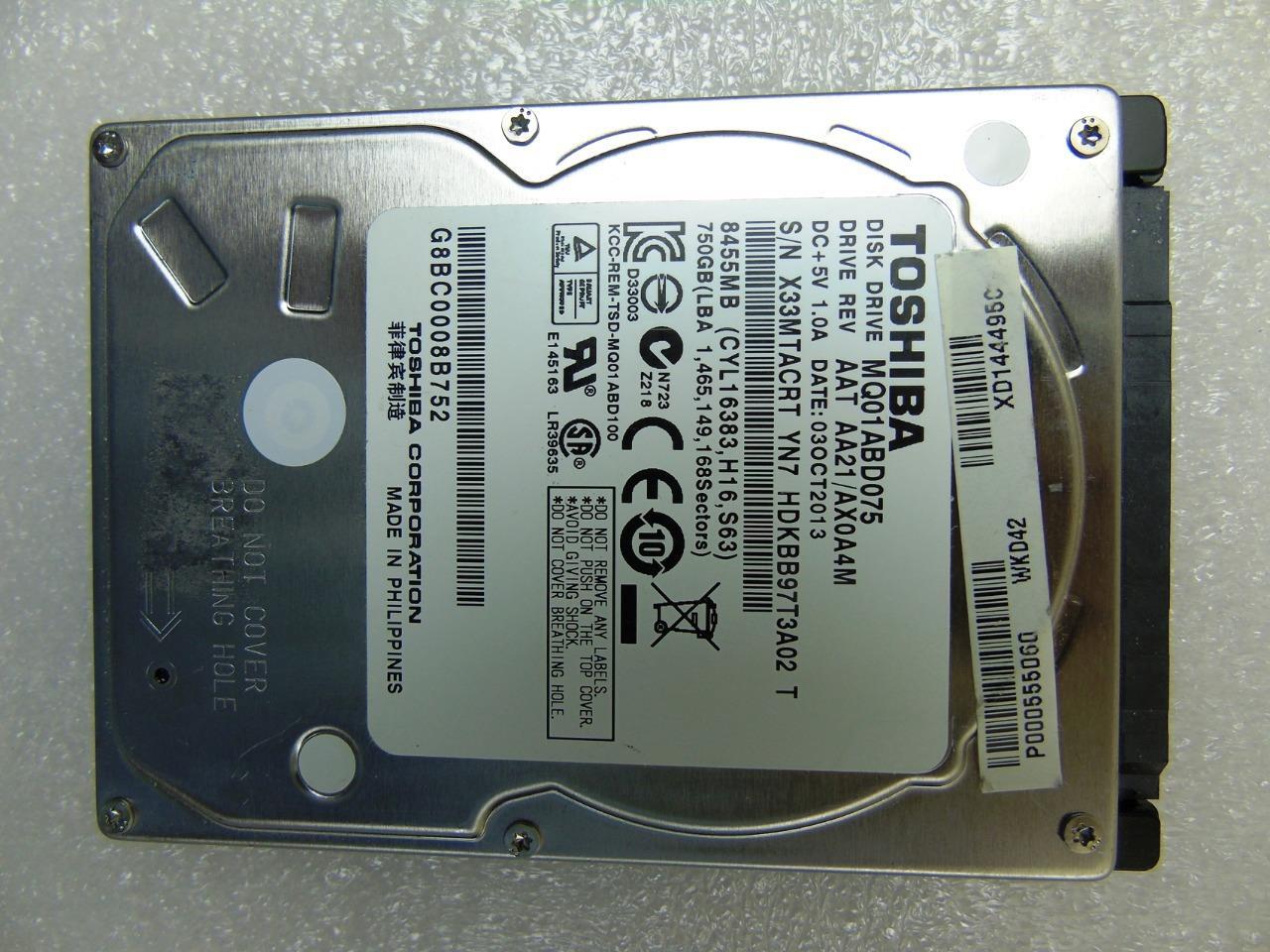 Toshiba P000555060 MQ01ABD075 750GB Laptop Hard Drive SATA HDD SATA 2.5"