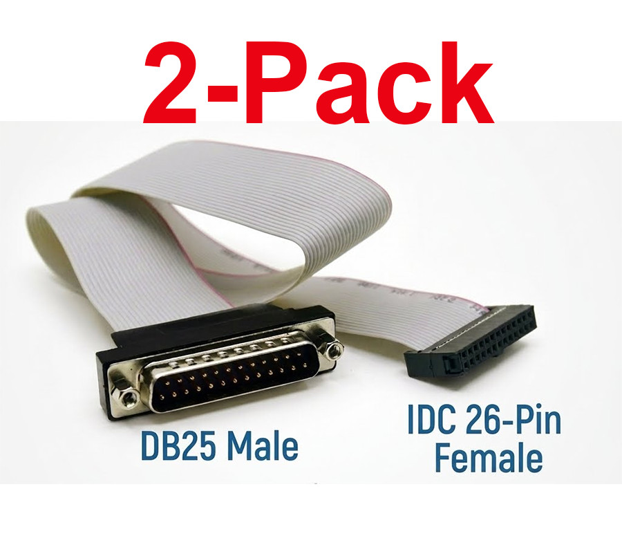 2-Pack DB25 Male to IDC 26-Pin Female Parallel Port Motherboard Header Cable 18"
