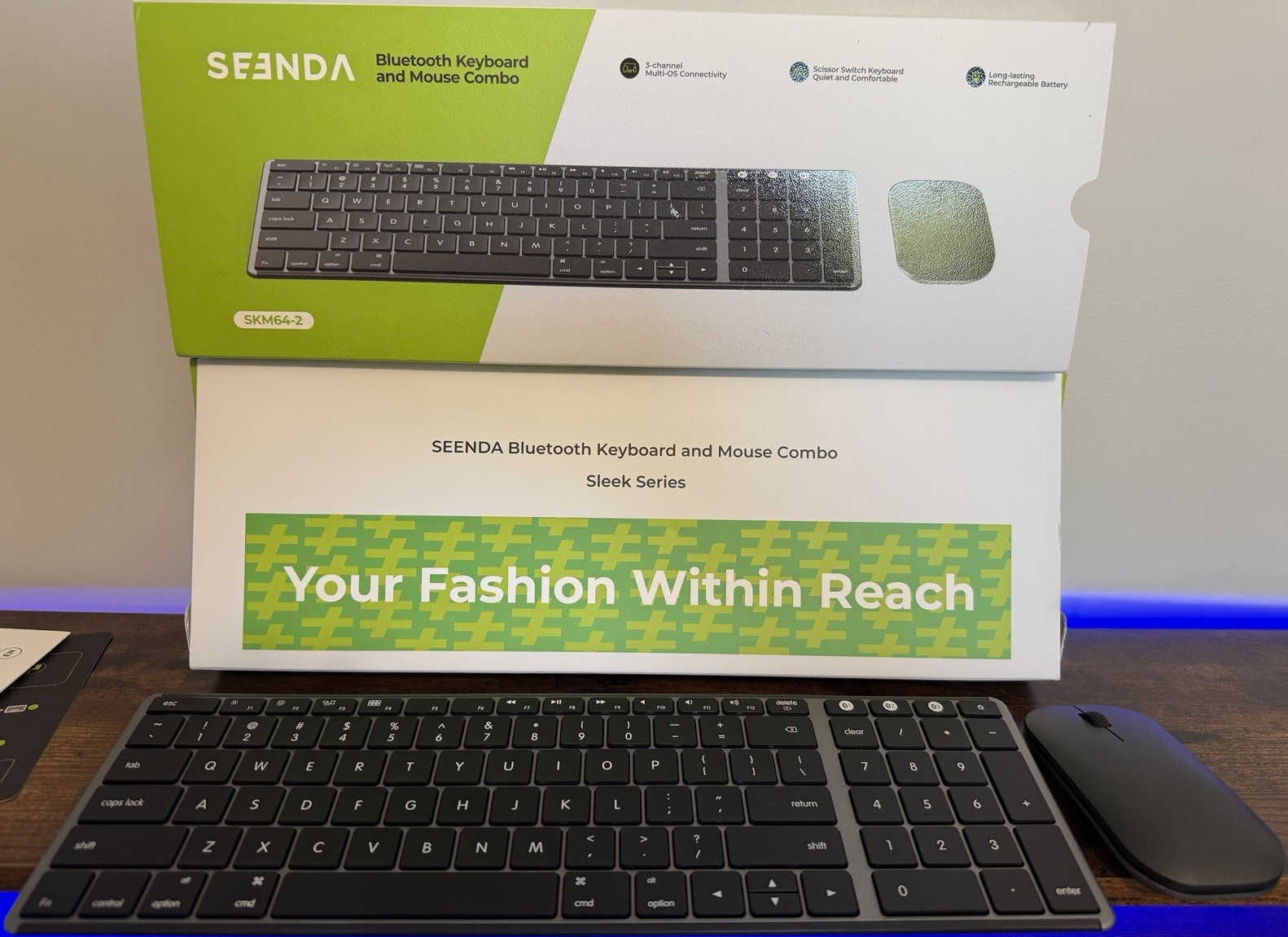 SEENDA SKM64-2 Bluetooth Slim Keyboard Mouse Combo Quiet Keys Black QWERTY