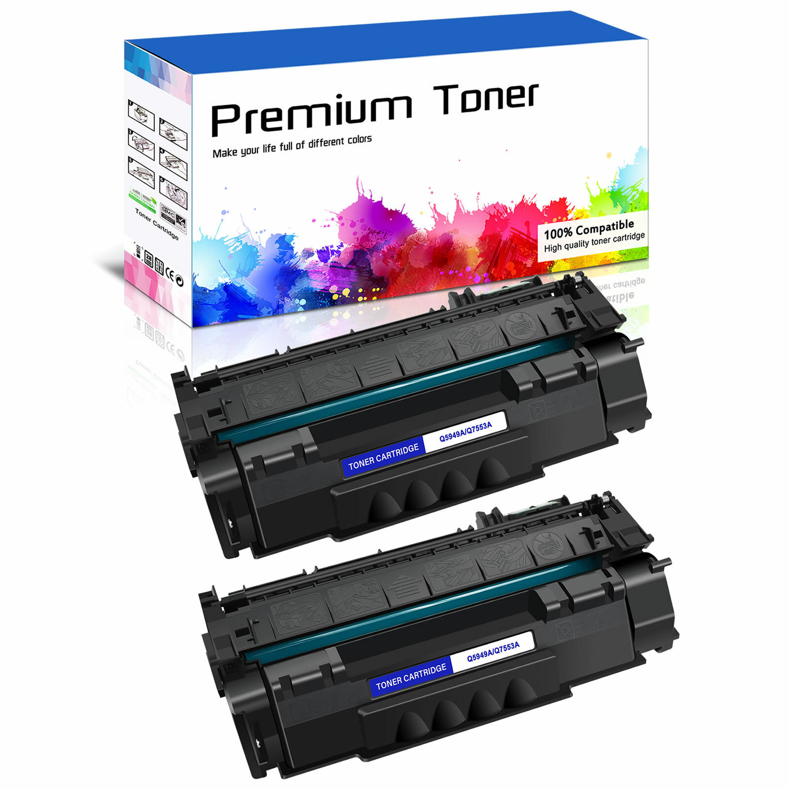 2PK Q7553A 53A Toner Cartridge For HP Laserjet P2015x P2015dn M2727nfs Printer
