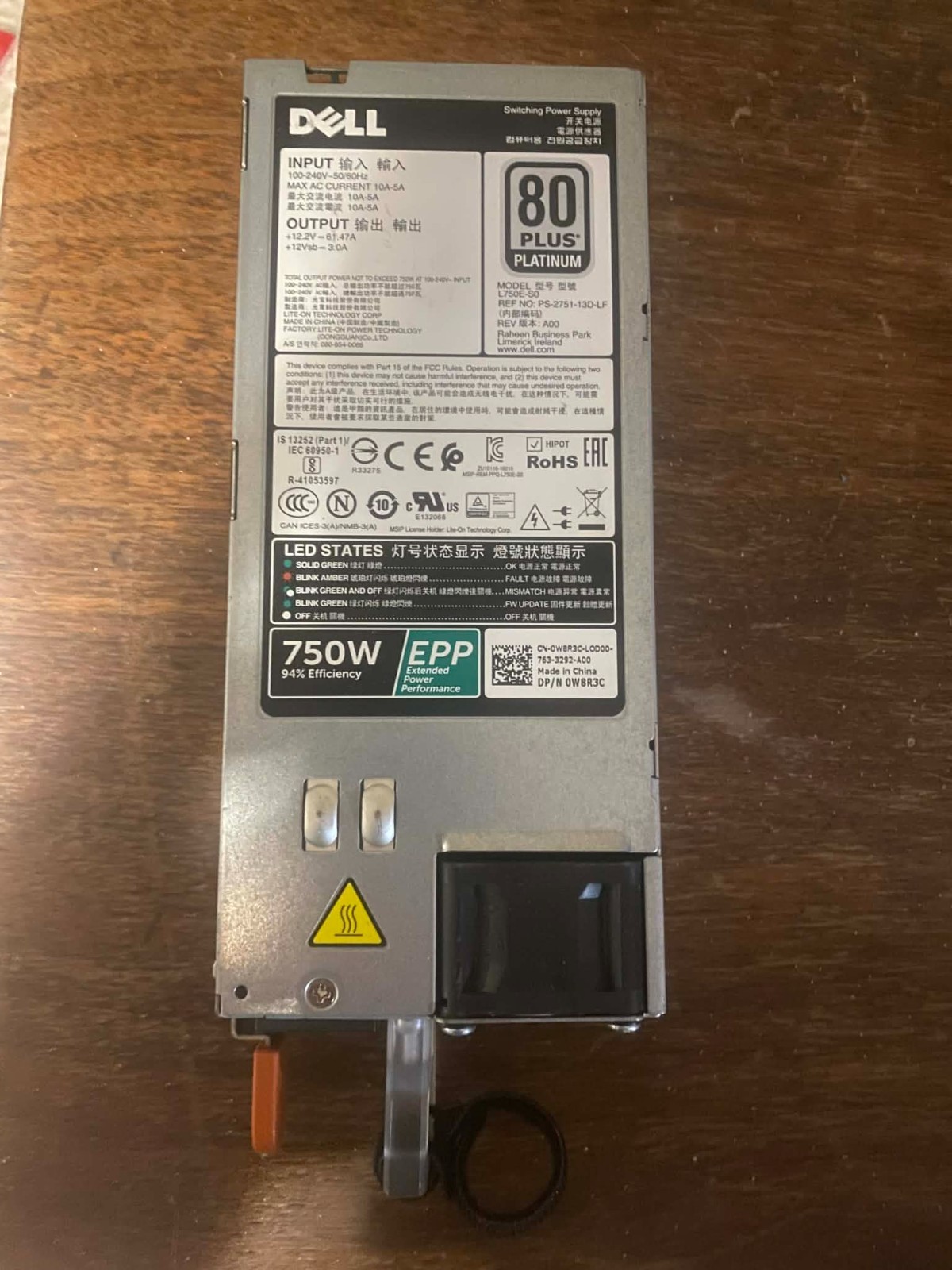 Dell PowerEdge R530 R630 R540 R740  750W 0PJMDN 0W8R3C 80  Power Supply 