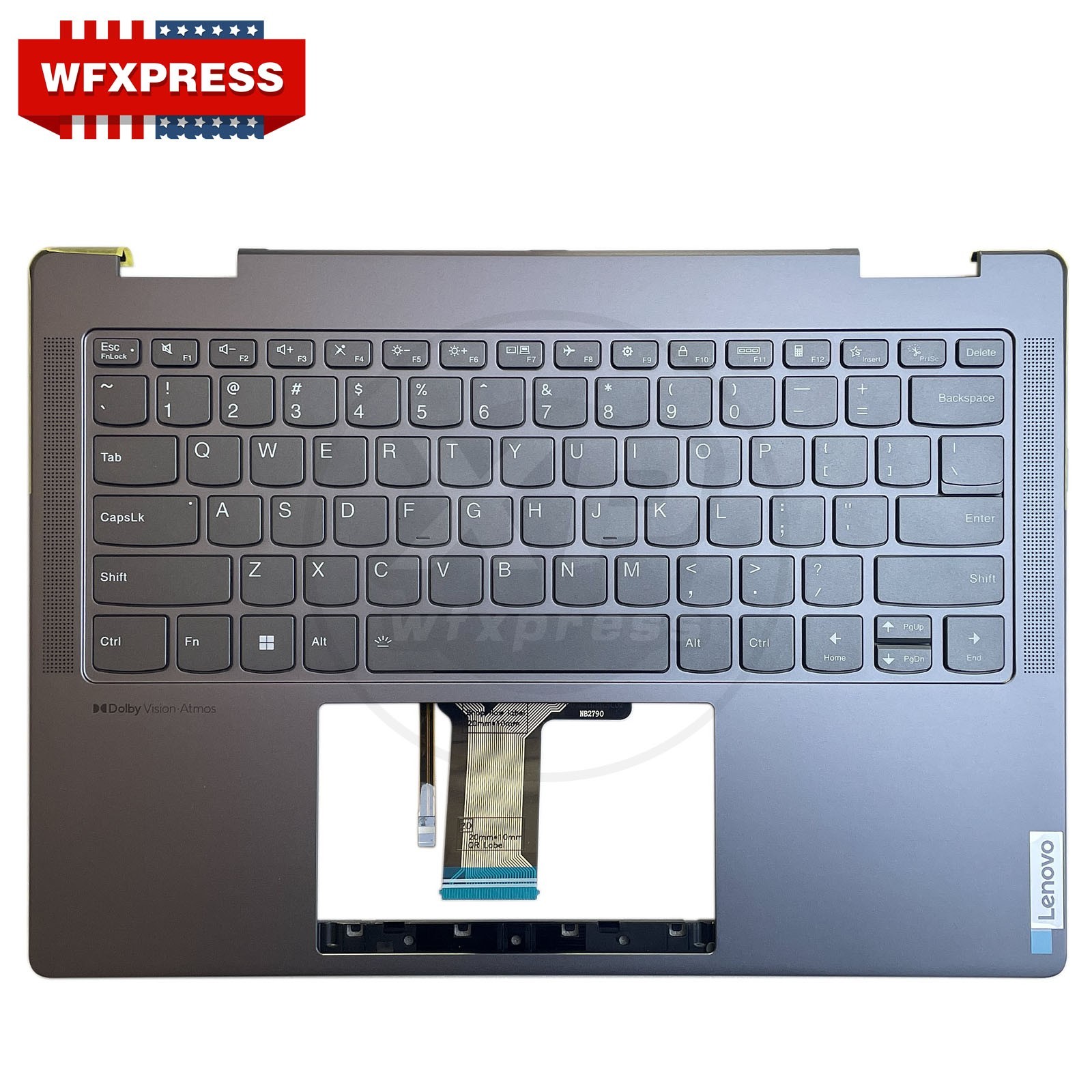 New For Lenovo Yoga 7 14IRL8 2023 Palmrest W/Backlit Keyboard 14" Grey No FPR