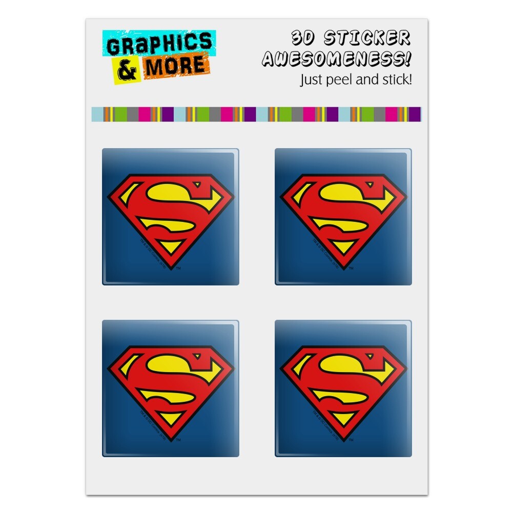 Superman Classic S Shield Logo Computer Case Modding Badge Stickers Set