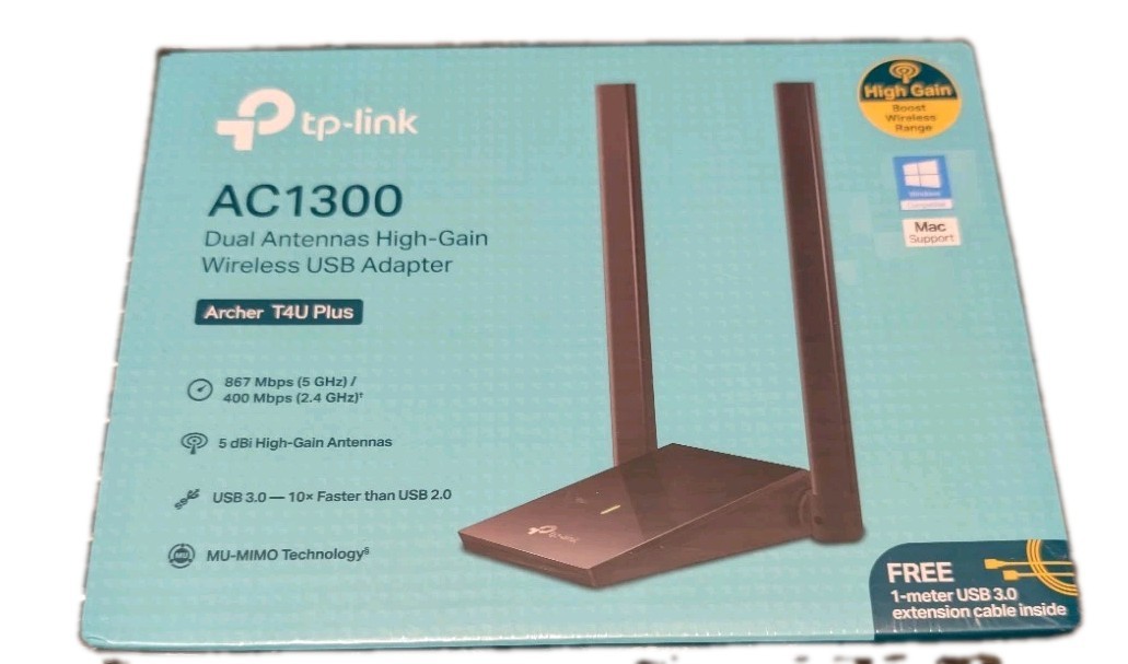 TP-Link Archer T4U Plus AC1300 Dual Band USB WiFi Adapter 5dBi Sealed New