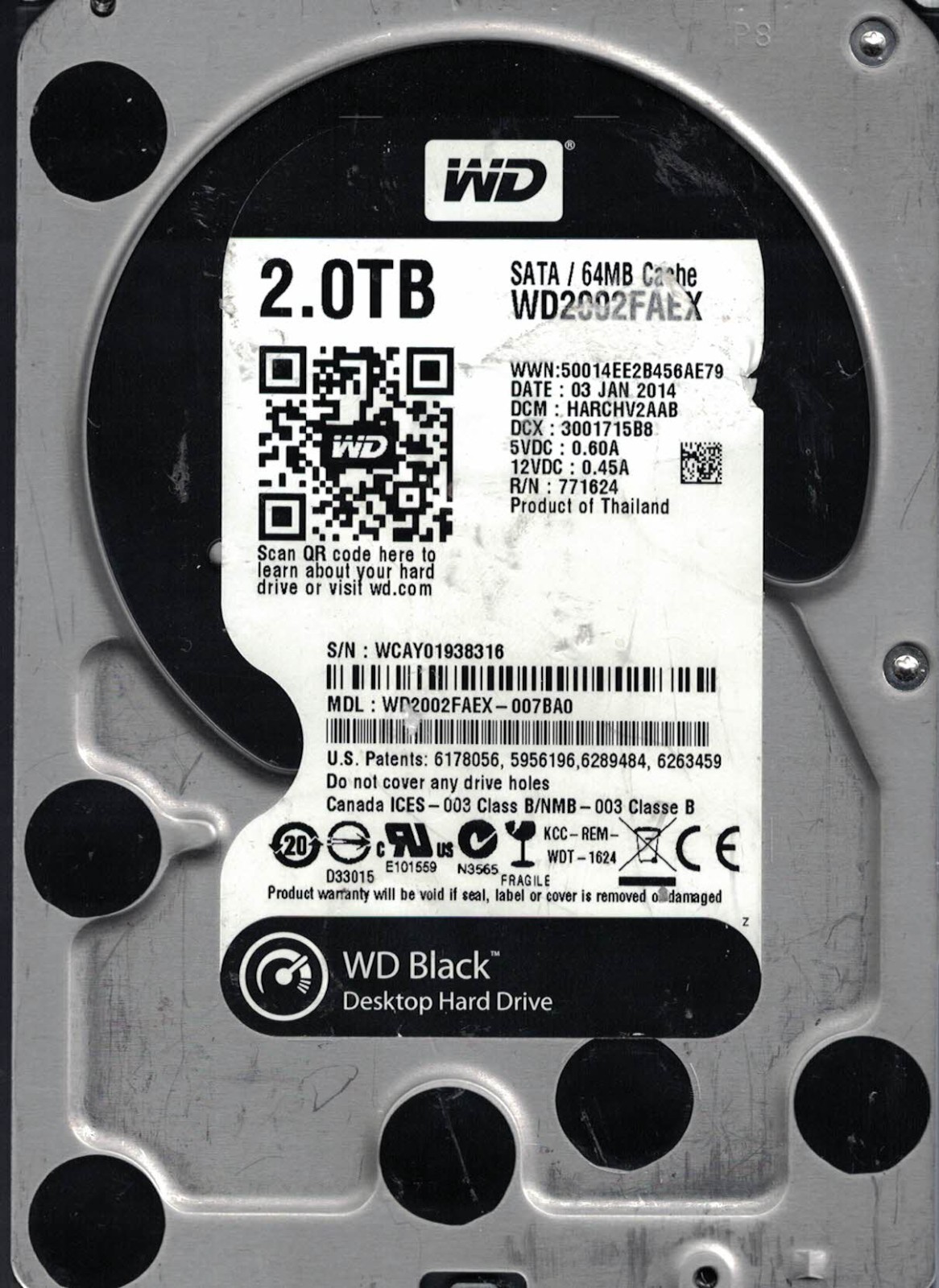 Western Digital  WD2002FAEX-007BA0 03 Jan 2014 DCM HARCHV2AAB