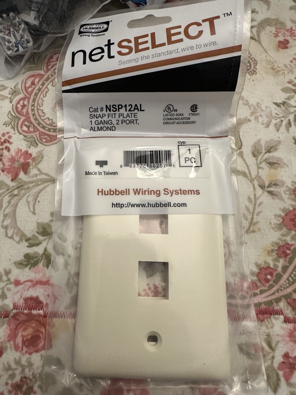 Hubbell netSELECT NSP12AL Snap Fit Wall Plate 1 Gang 2 Port Almond