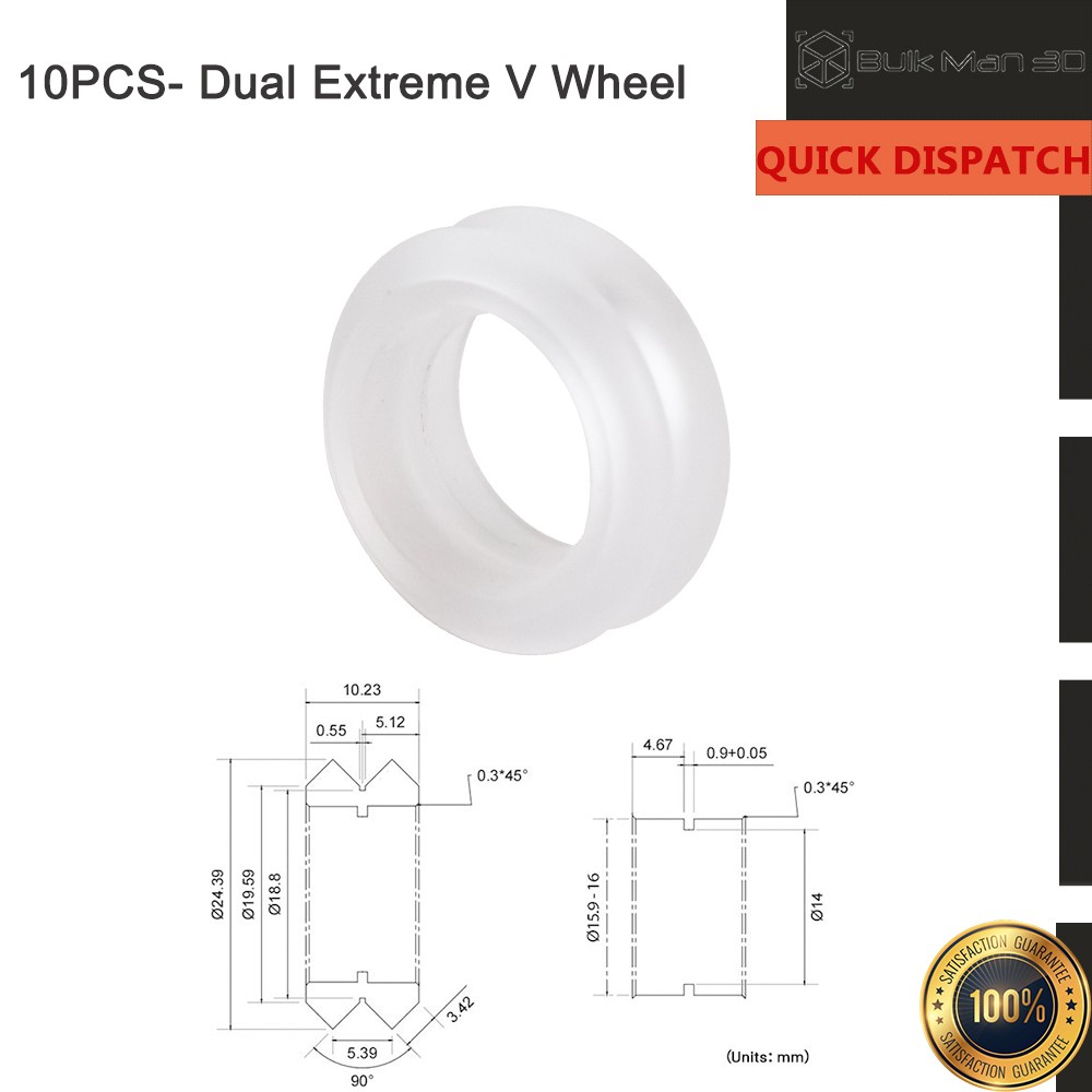 10PCS Xtreme Dual V Wheel for C-beam V-Slot 2020 Extrusion Profile 3D Printer