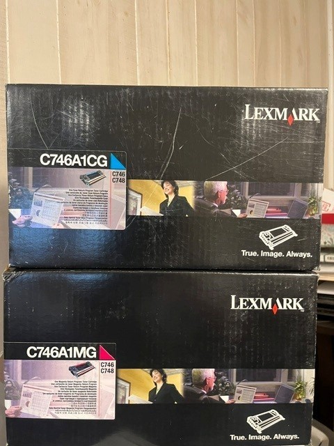 LOT of 2  Lexmark  Toner C746A1CG Cyan,  C746A1MG Magenta - sealed boxes