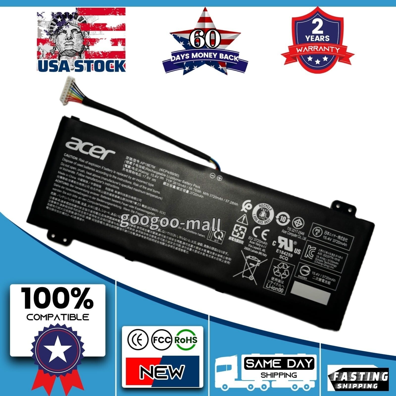 New Original AP18E7M AP18E8M Battery for Acer Nitro 5 AN515-52 AN515-54 AN515-55