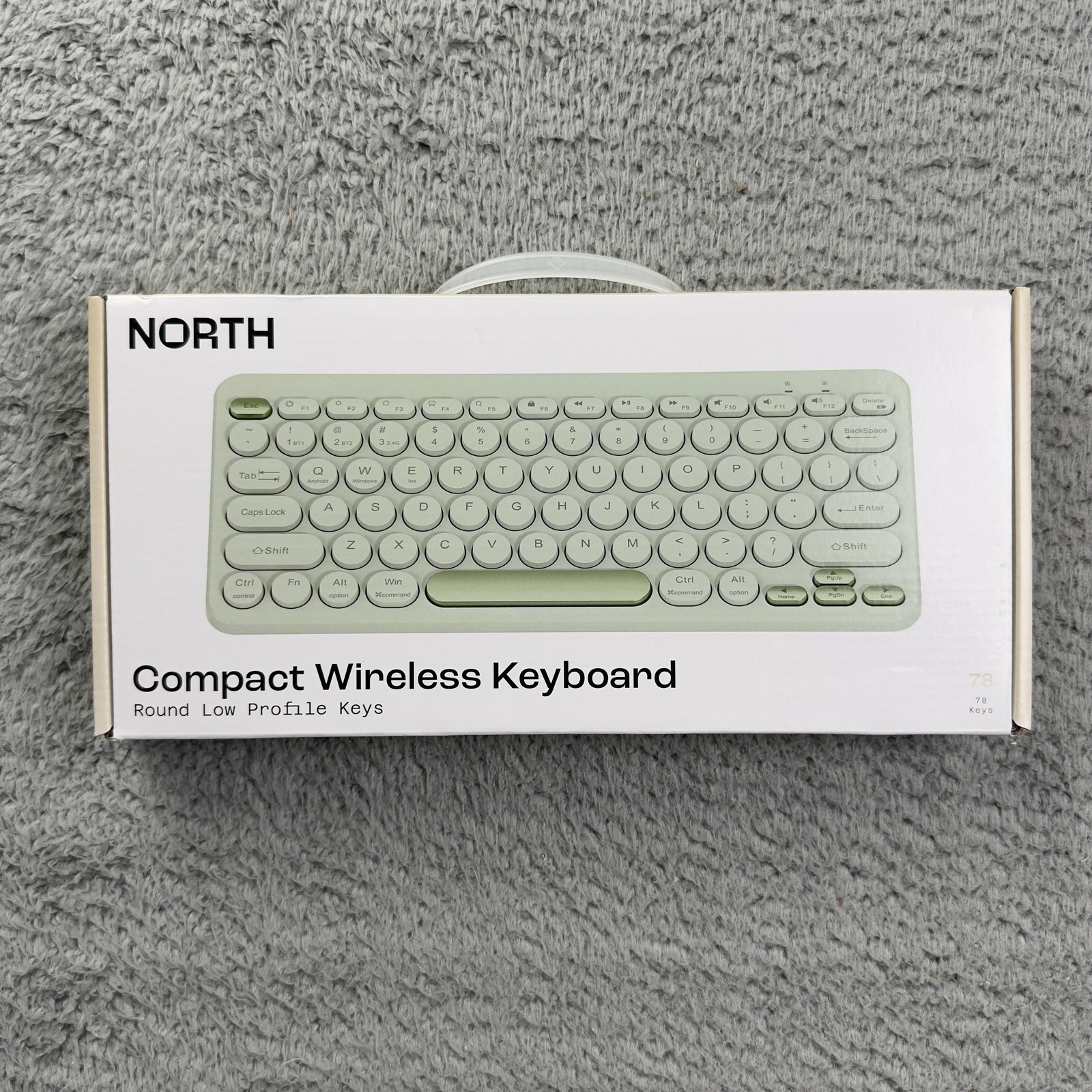 NORTH Compact Wireless Keyboard 2.4Ghz USB Receiver Green Quiet Keys New