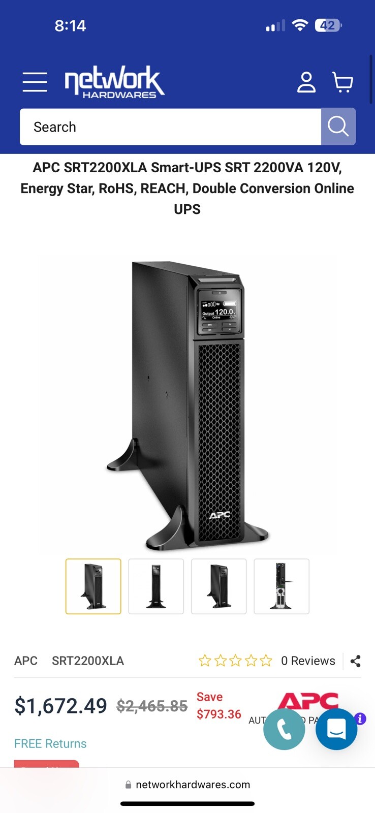 APC by Schneider Electric SRT2200XLA Smart UPS SRT 2200va 120v