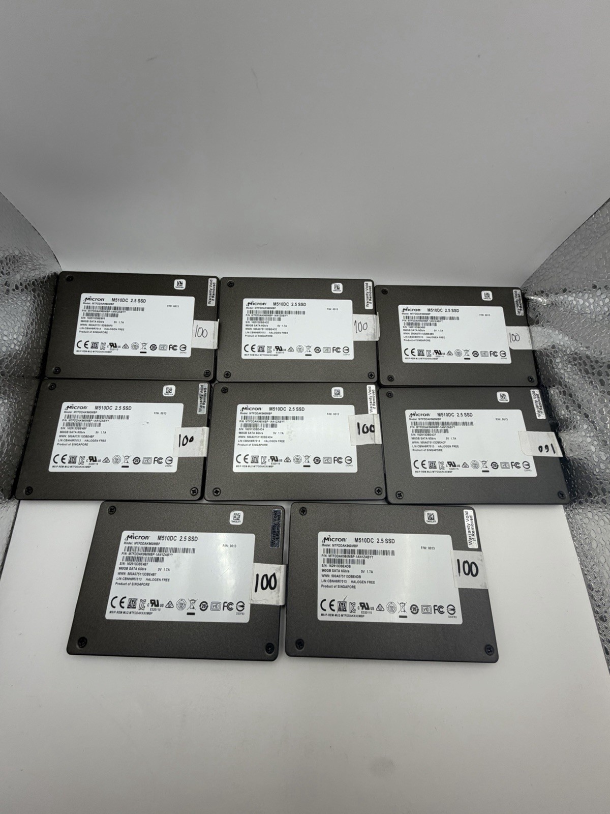 *Lot Of 8* 960GB SATA SSD Micron M510DC 2.5" Internal Drive 6Gbps SSD 100%health