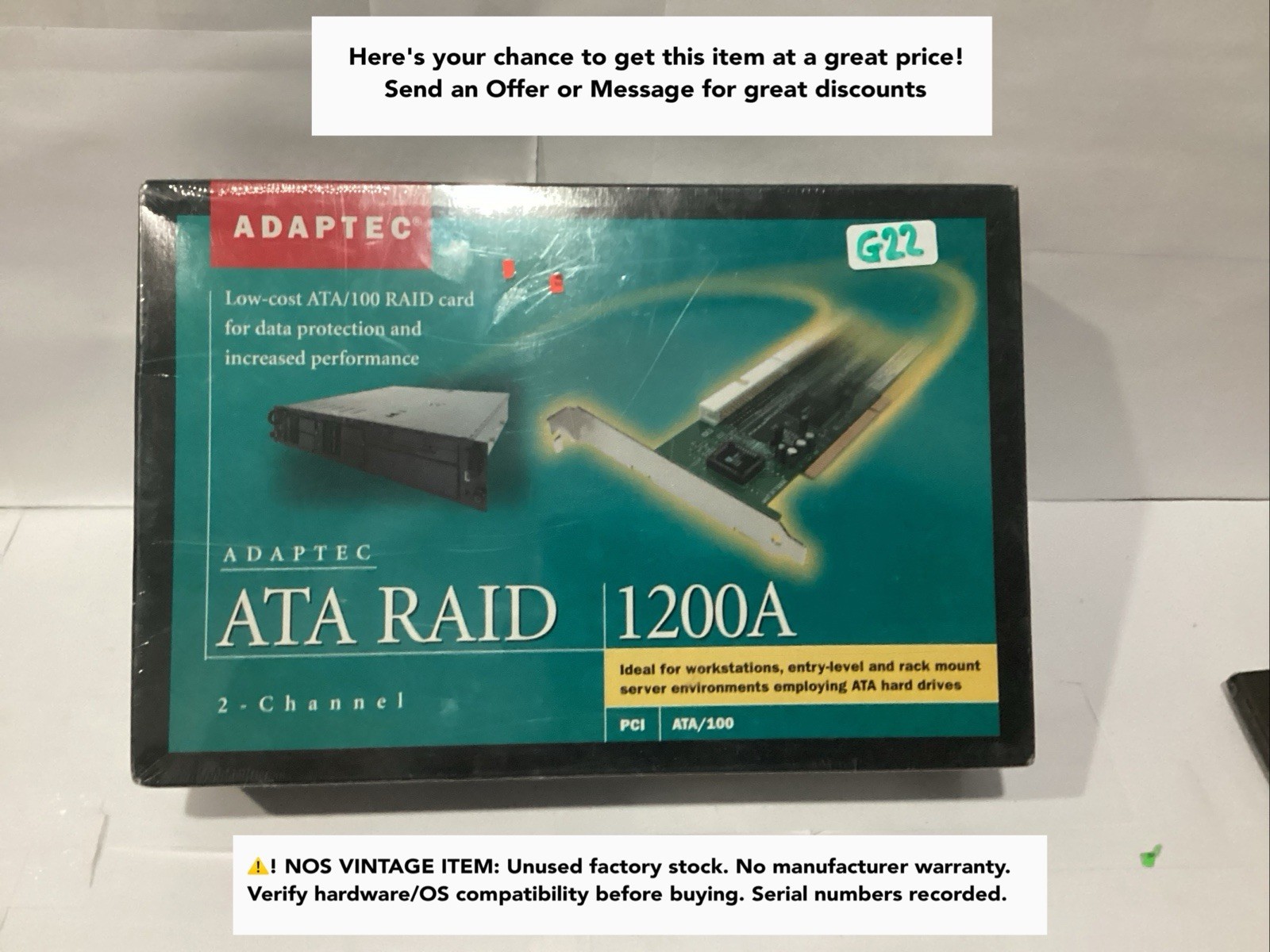 Adaptec ATA RAID 1200A 2-Channel PCI Controller Card IDE PATA Kit Vintage NOS