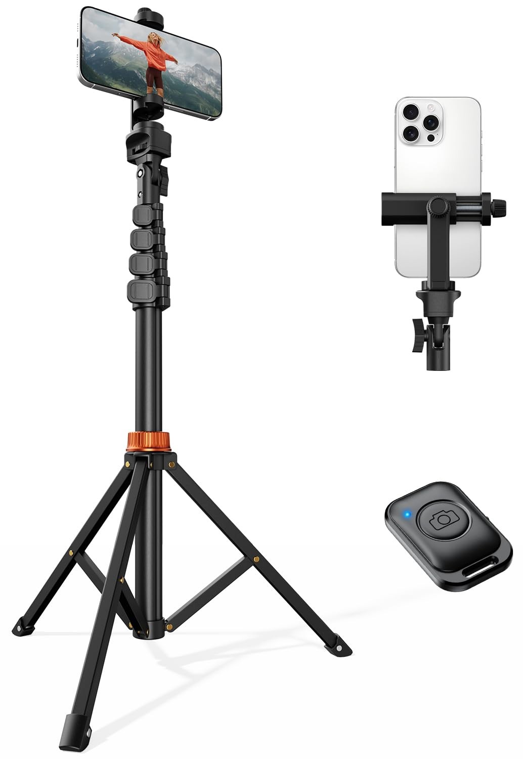 VIMOSE 66" Phone Tripod, Tripod for iPhone with Remote & 66-inch, ANTHRACITE 