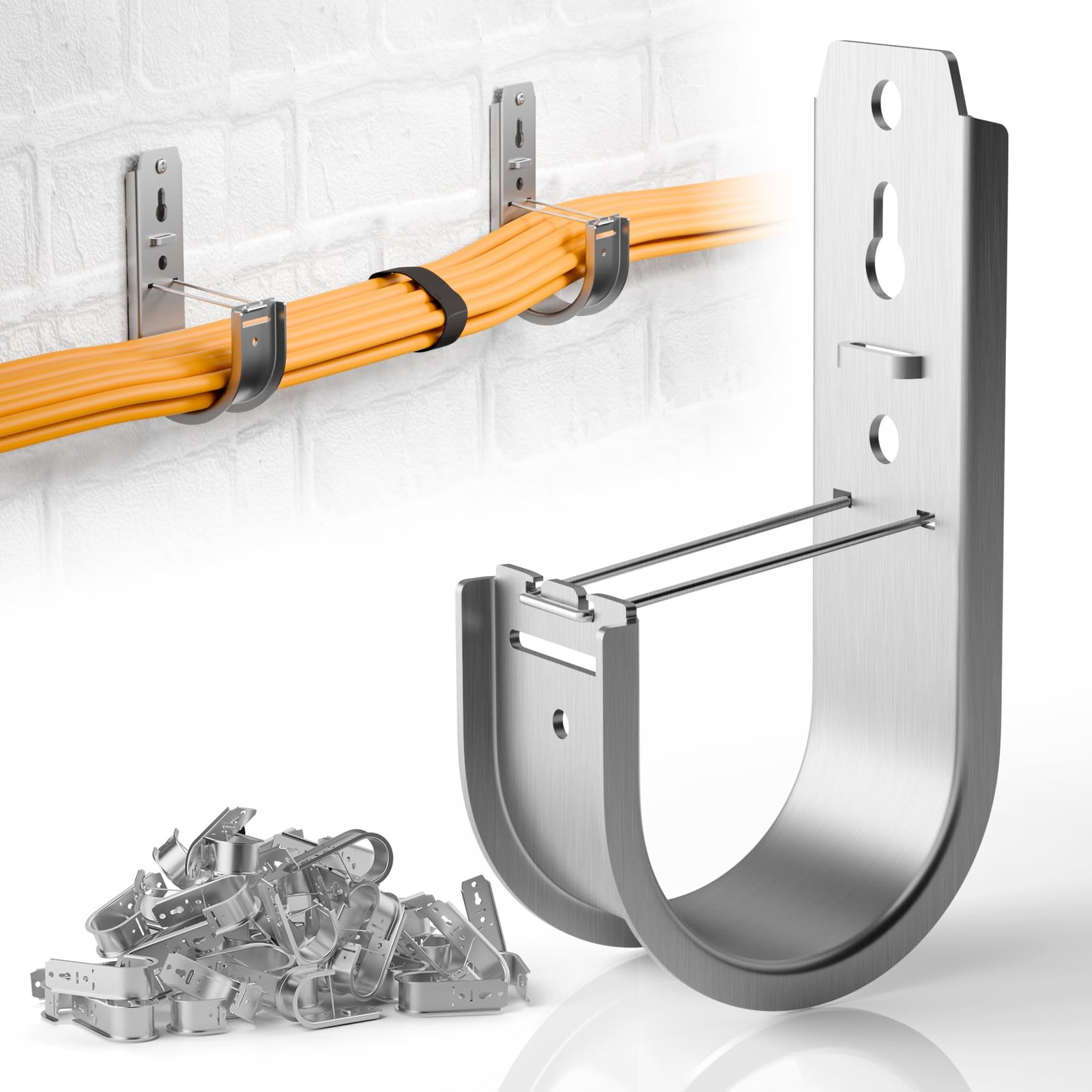 MooxHAI 50Pack 2Inch Cable JHooks with Secure Retainer Clips for Systems