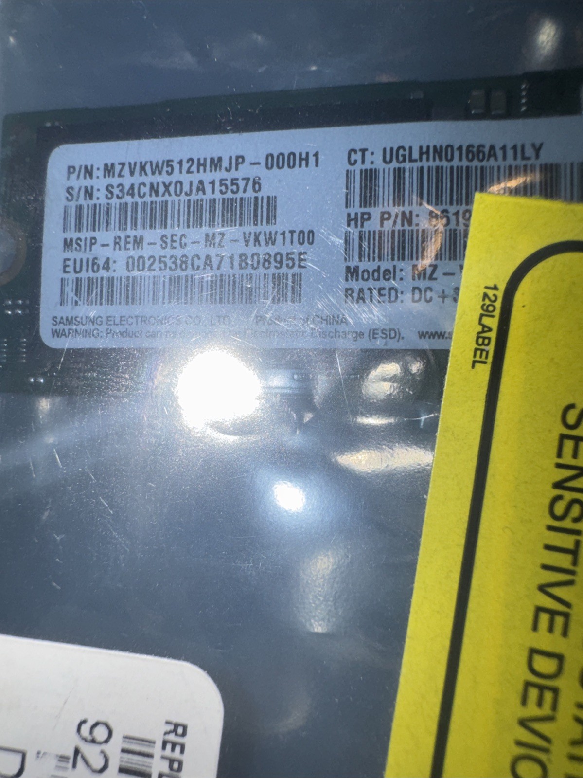 Samsung SM961 512GB M.2 2280 Nvme 861960-003 MZVKW512HMJP-000H1 M.2 SSD  HP OEM