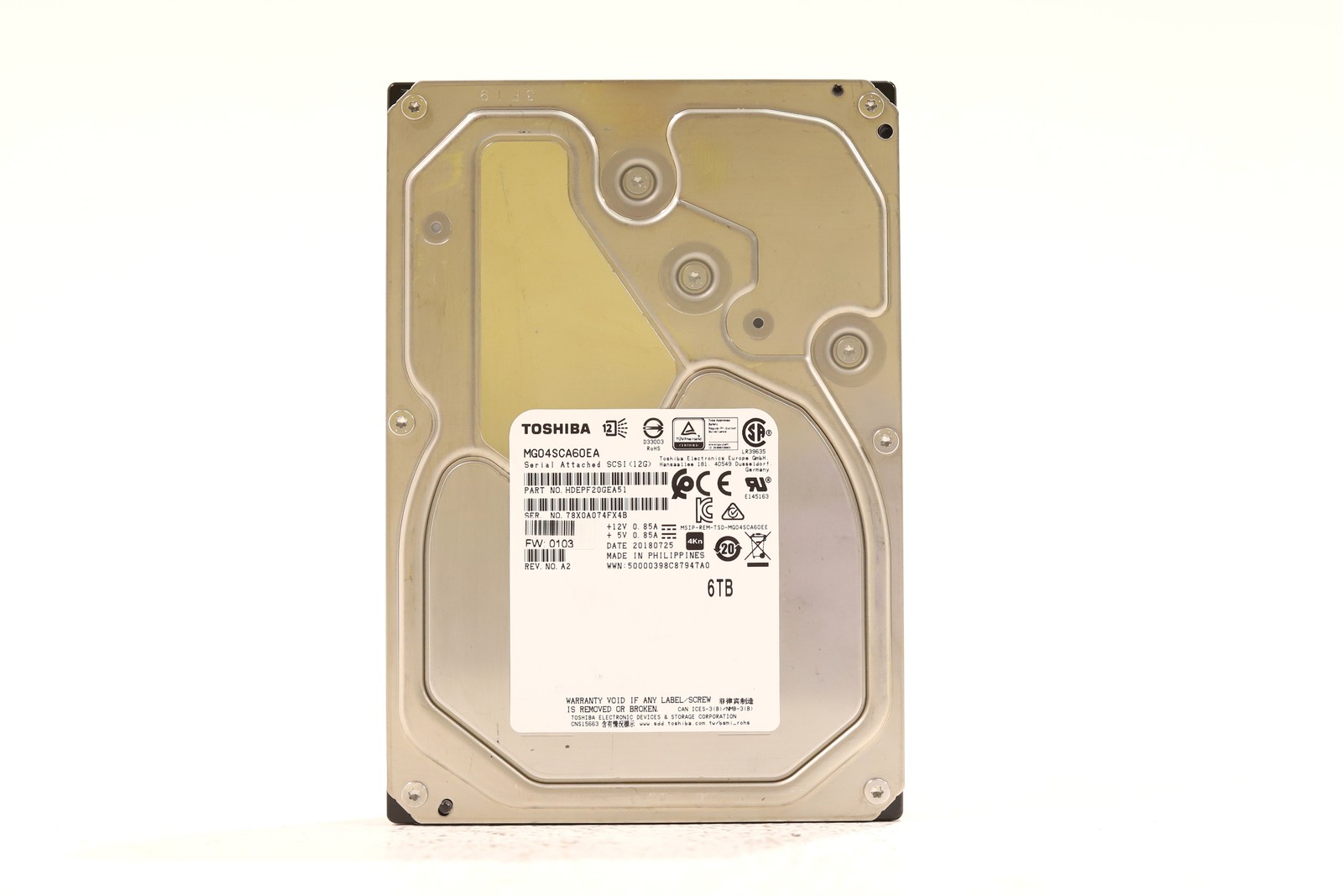 Toshiba MG04SCA60EA 6TB 3.5" 12Gb/s 128MB 7.2K RPM SAS HDD P/N: HDEPF20GEA51