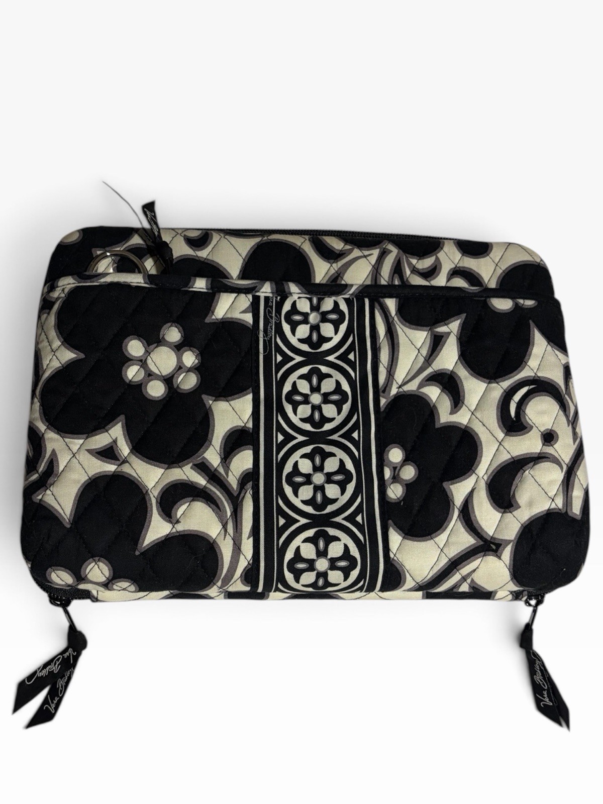 Vera Bradley Night and Day Tablet Tech Case Black White Quilted 12” No Strap