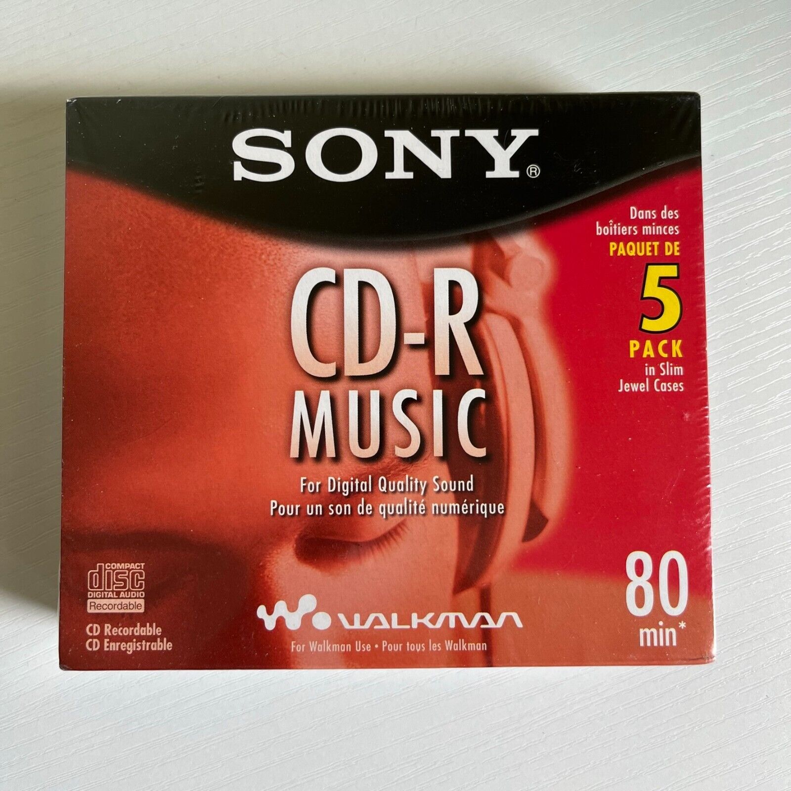 New Sealed Sony CD-R Audio Music 5 CDs Pack Recordable In Slim Jewel Cases 