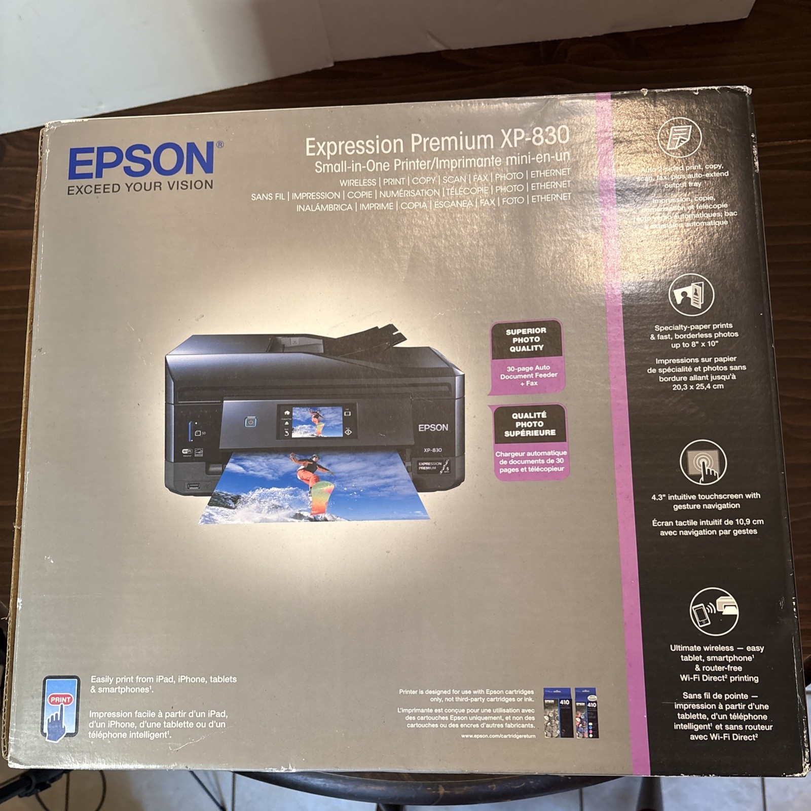 Epson Expression Premium XP-830 Wireless Small-in-One Inkjet Printer READ