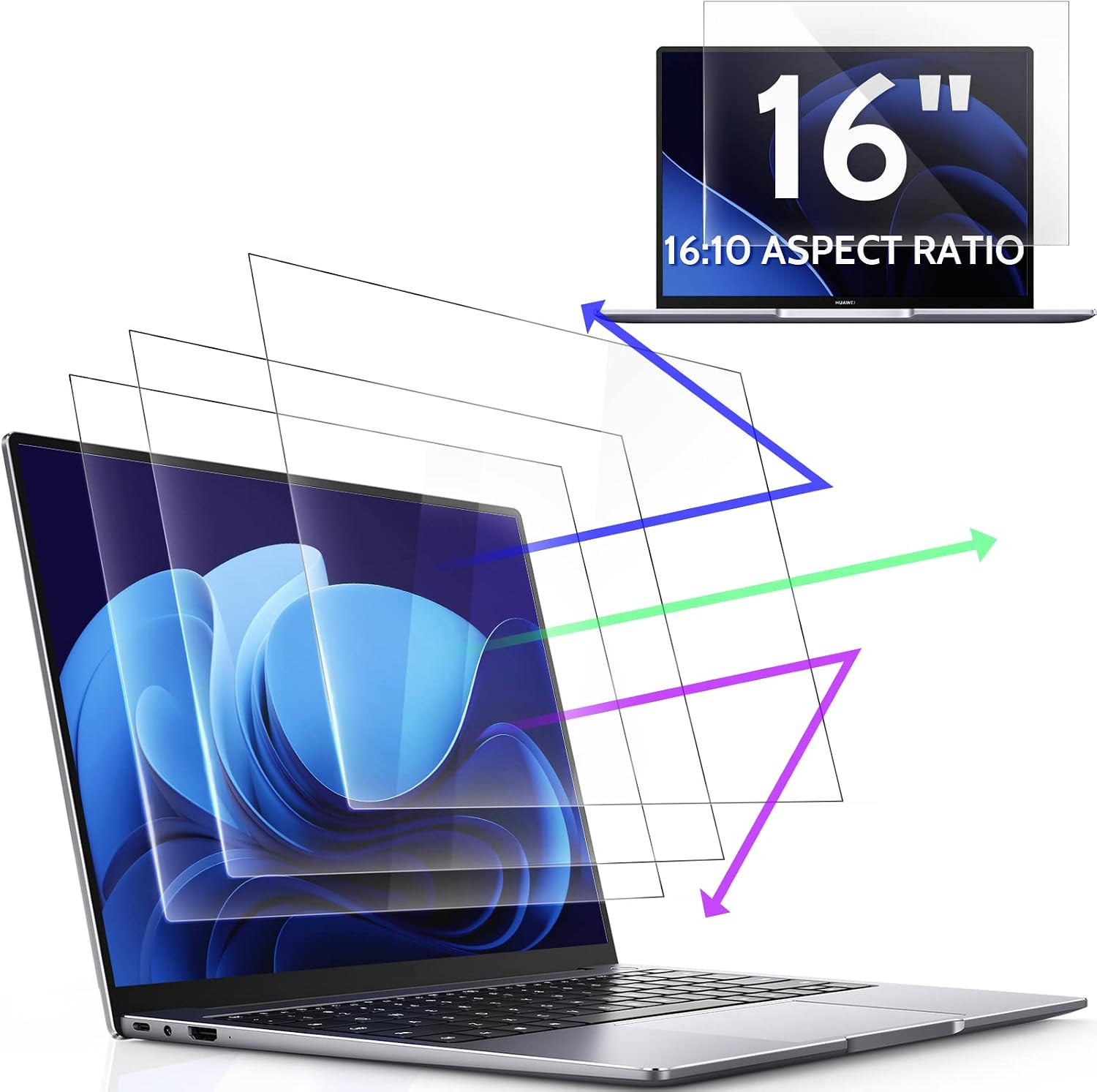 3 Pcs 16" anti Blue Light Screen Protector Compatible with Lenovo Hp Dell Acer