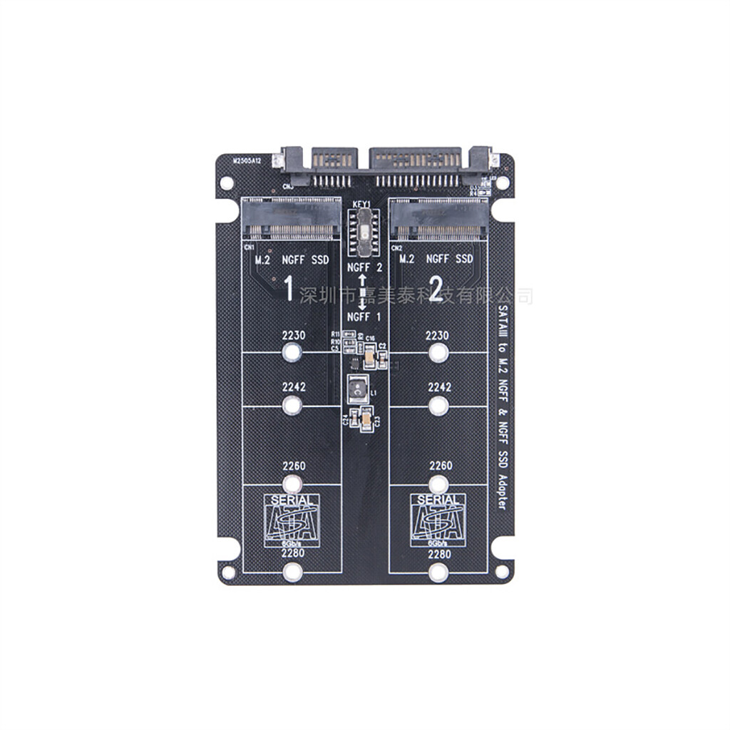 Double Port M.2 SSD to Sata 7+15 22PIN Adapter Card M.2 to 2.5"SATA3.0 Expansion