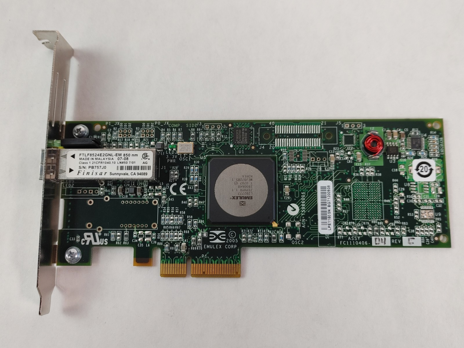 HP 397739-001 Emulex LPE1150 PCIe x4 4GB 1 Port Fiber Host Bus Adapter