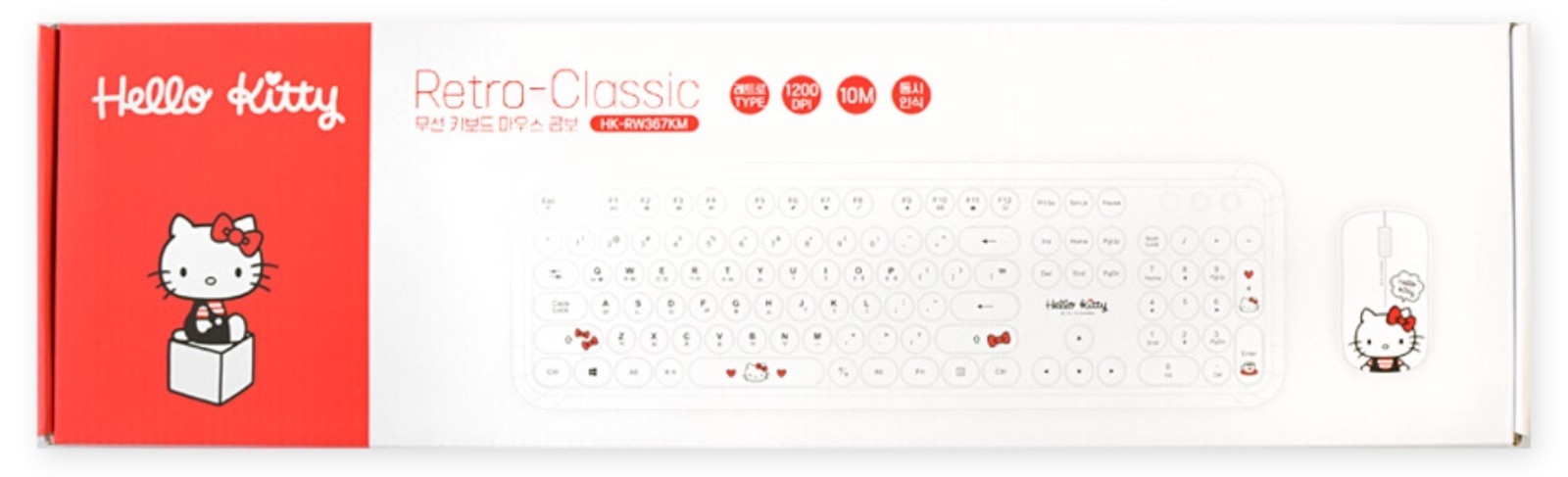 Sanrio Hello Kitty Retro Wireless Keyboard Mouse Combo Set HK-RW367KM