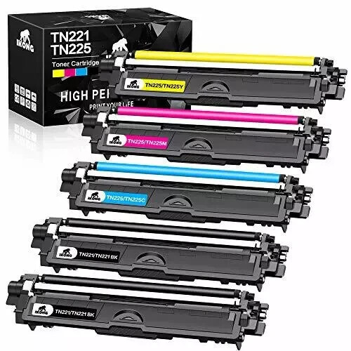 IKONG Compatible Toner Cartridge Replacement for Brother TN221 TN225 (5 pack)
