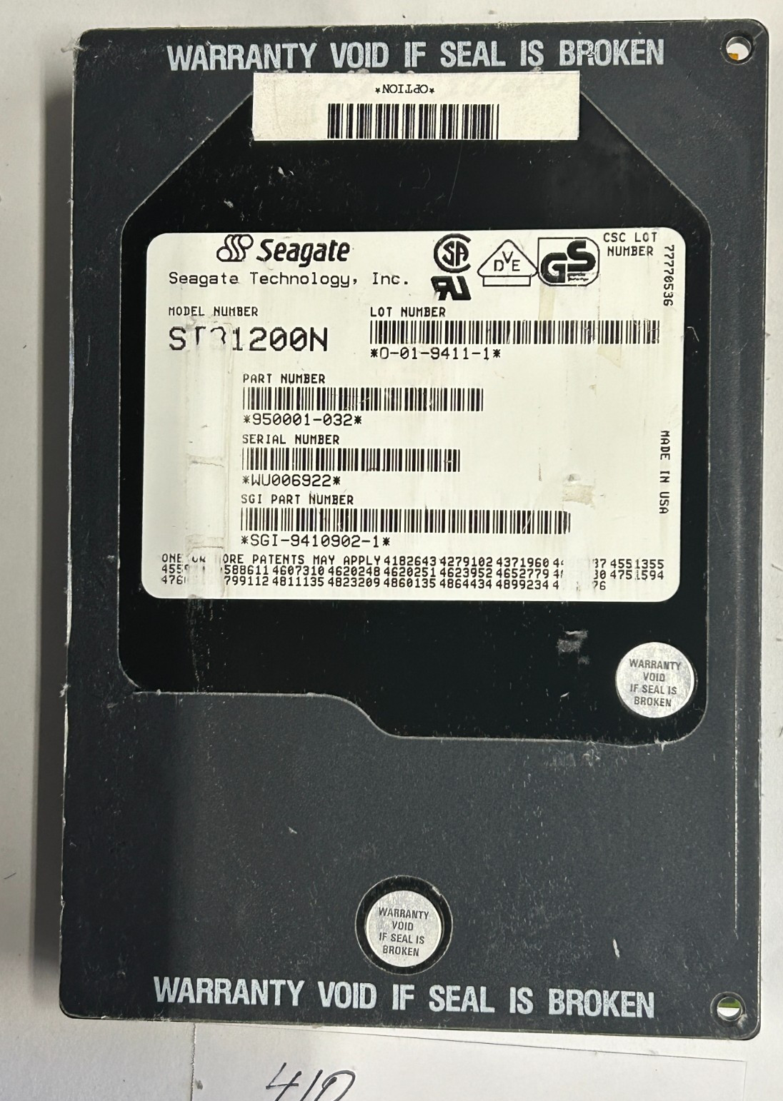 Tested - SGI Seagate Hawk ST31200N 1GB 3.5" 50-Pin SCSI HDD SGI 9410902-1