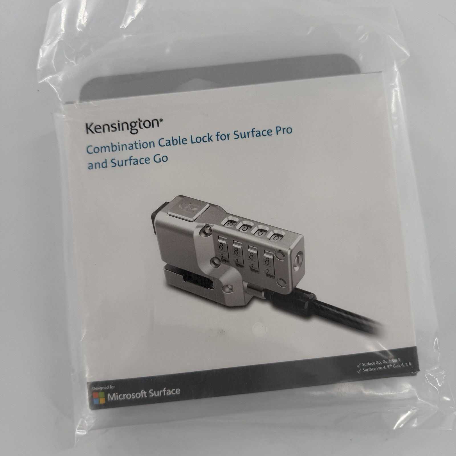 Kensington Combination Cable Lock for Surface Pro and Surface Go New