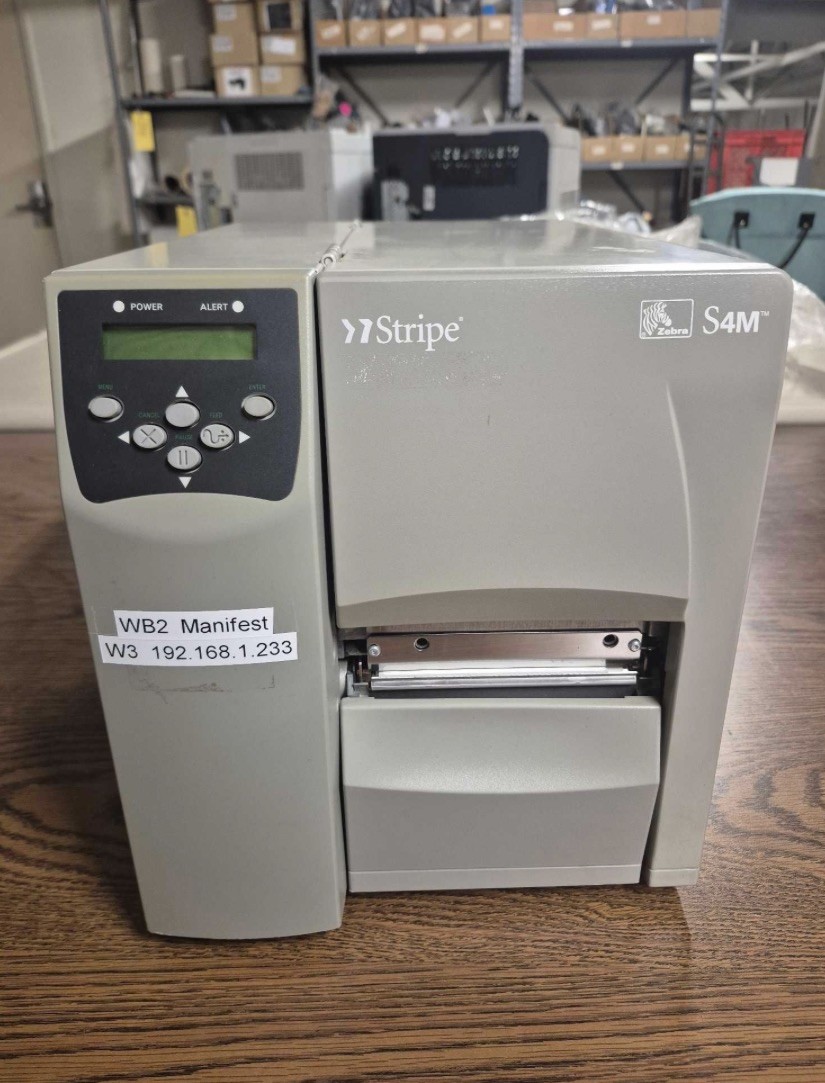 FULLY TESTED Zebra Stripe S4M Thermal Transfer Label Printer Ethernet USB Serial