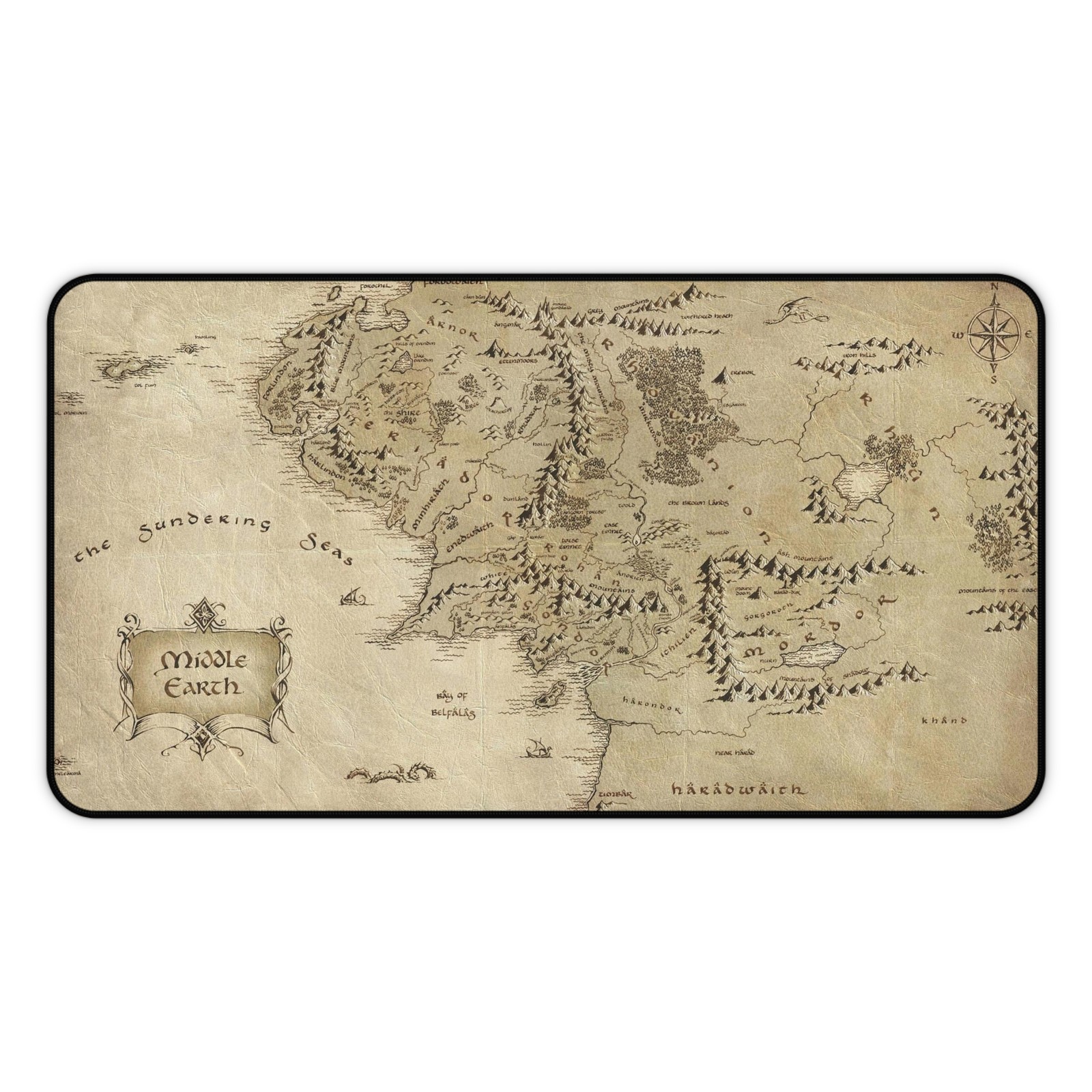 Lord of the Rings LOTR Middle Earth Map - Gaming Desk Mat Mouse Pad Playmat