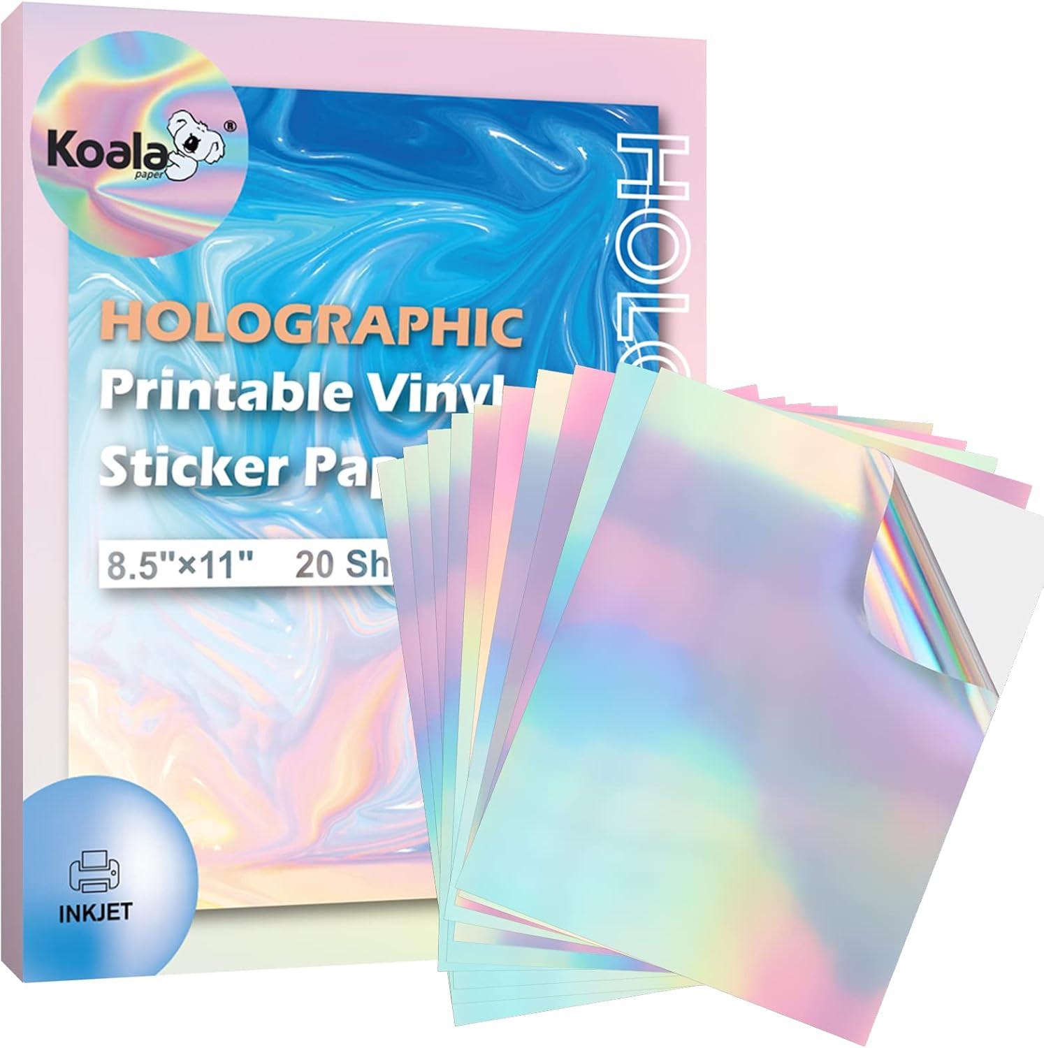 Koala Holographic Sticker Paper for Inkjet Printer 20 Sheets