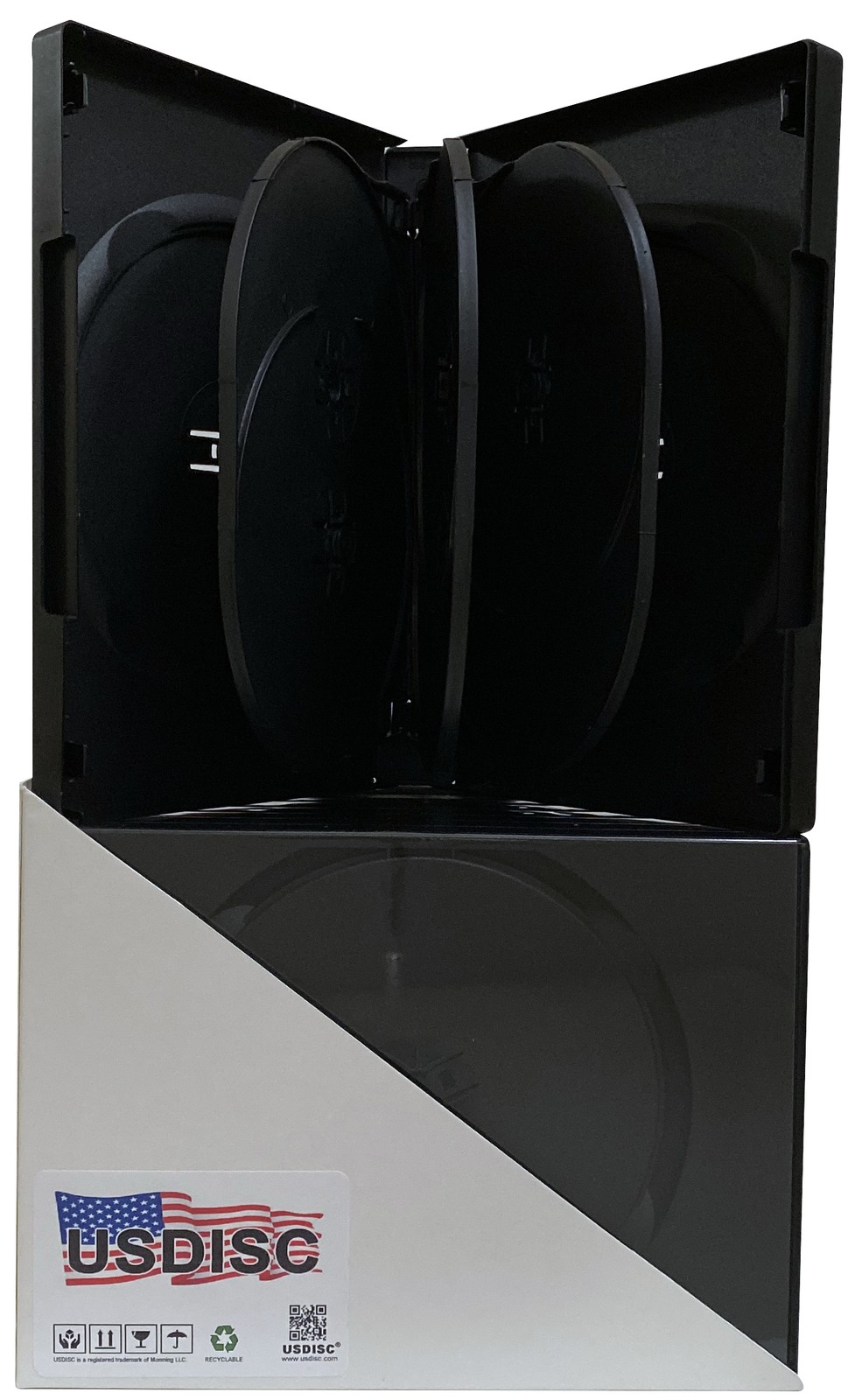 USDISC DVD Cases Chubby 27mm Economy, Octuple 8 Disc (Black) Lot