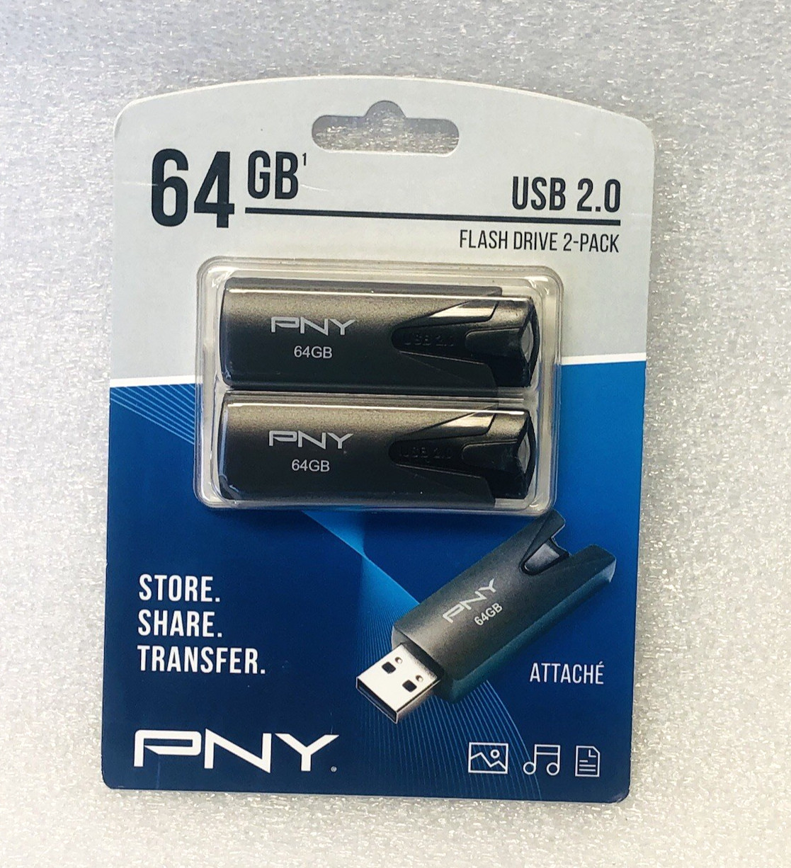 PNY 64GB Elite USB 2.0 Flash Drive 2-pack New