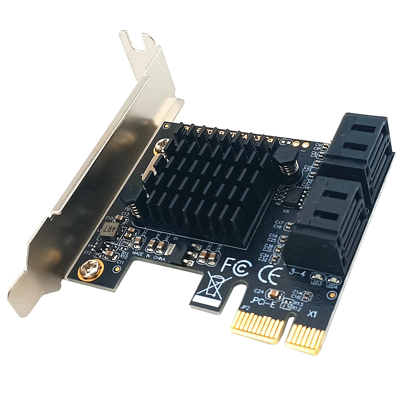 SATA 3.0 4 Port PCIe Expansion Card ITX SFF PC Half Height Storage Controller