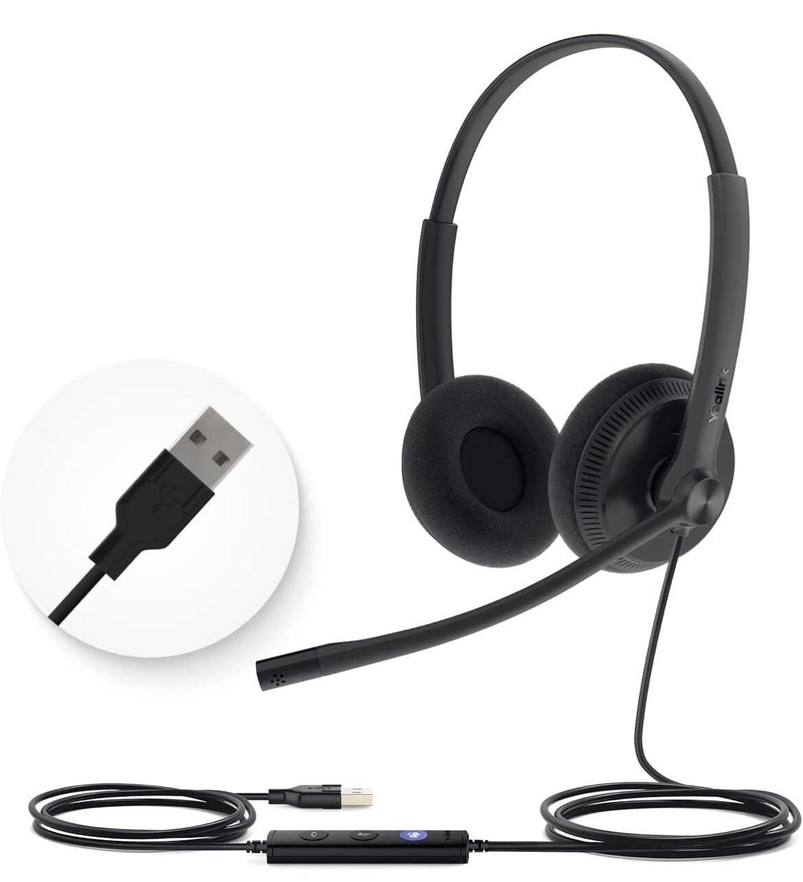 Yealink 1308048 Headset Uh34 Lite Dual Teams Usb W Foamy Ear Cushions Retail NEW