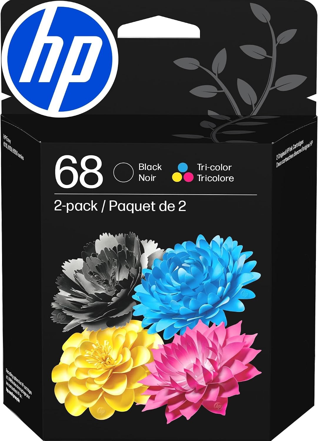 68 Black Tri Color Ink Cartridges 2 Pack Envy 6100e 6500e 6L6S2TN