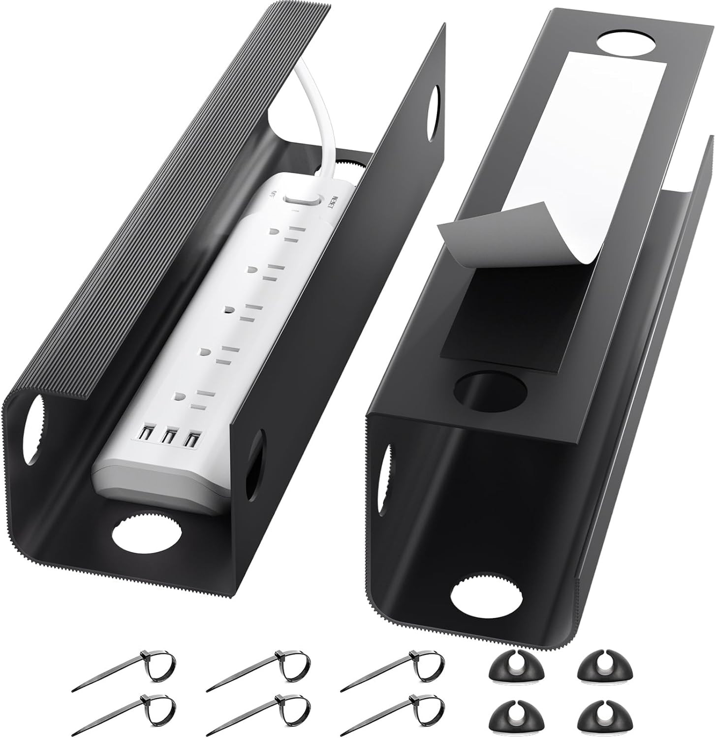 2 Pack Under Desk Cable Management Tray 31.5 Inch No Screw Cord Organizer