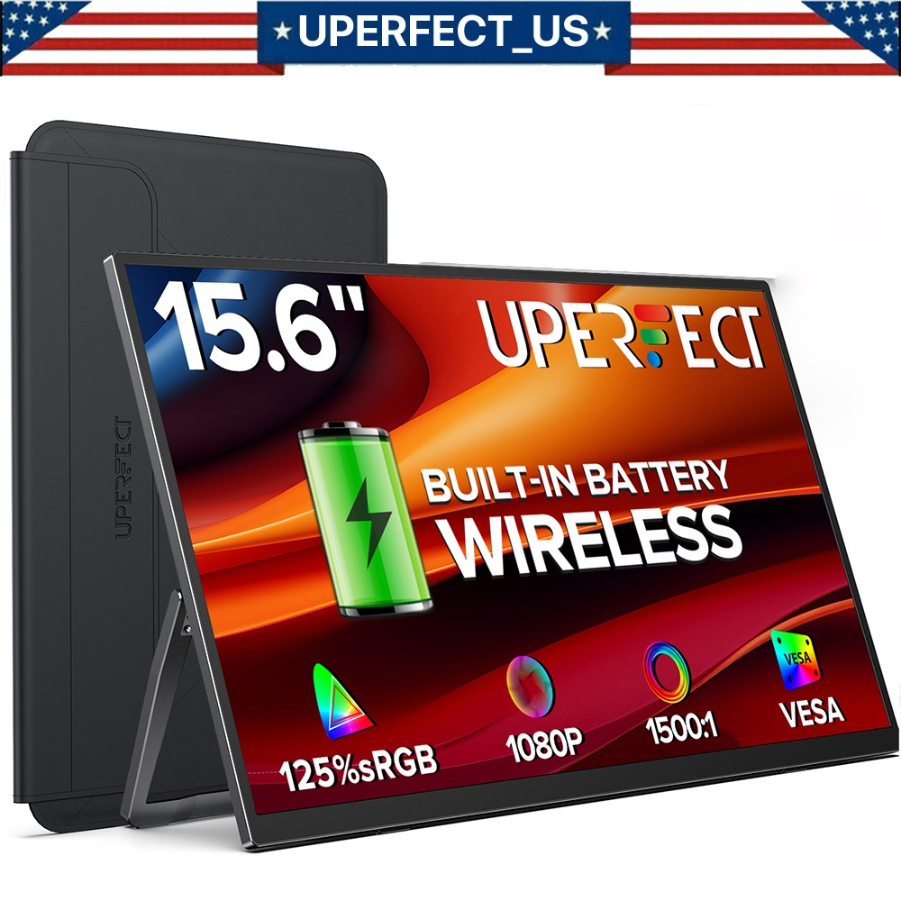 15.6" Wireless Portable Monitor With Battery Speaker for Laptop PS6 Xbox 360 ONE