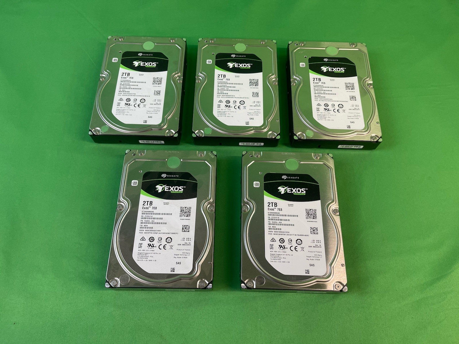 (Lot of 5) Seagate ST2000NM0045 Exos 7E8 2TB 3.5" SAS Internal Hard Drives