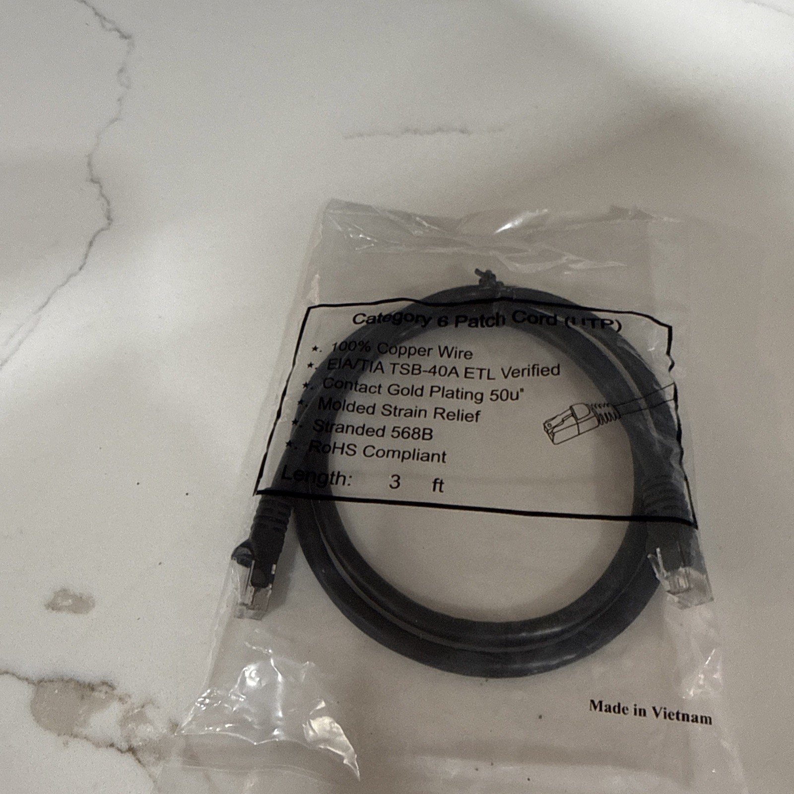 Cat 6 Patch Cable - 3 Ft (pack Of 100 units)