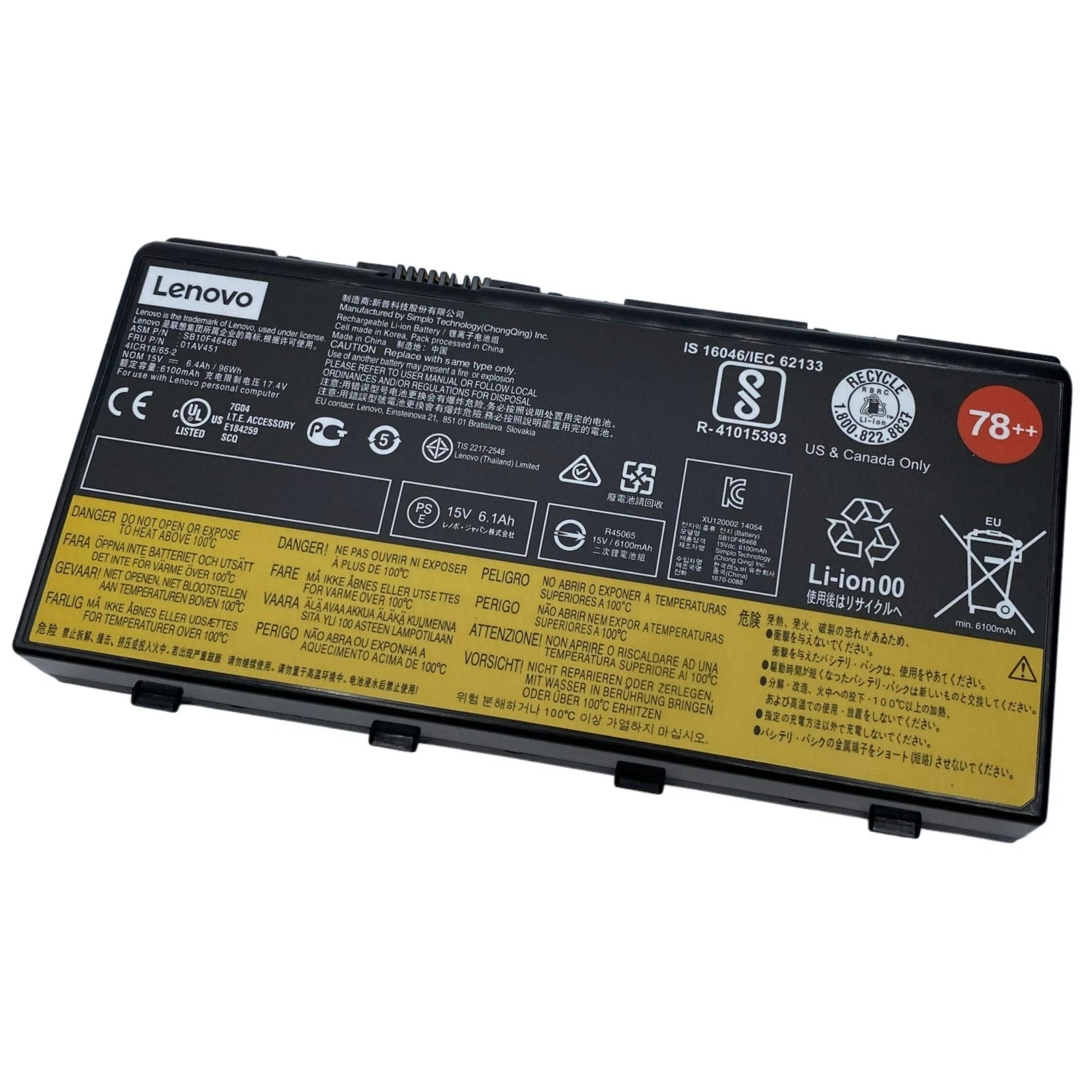 New Original 00HW030 78++ Battery for Lenovo ThinkPad P70 P71 01AV451 SB10F46468
