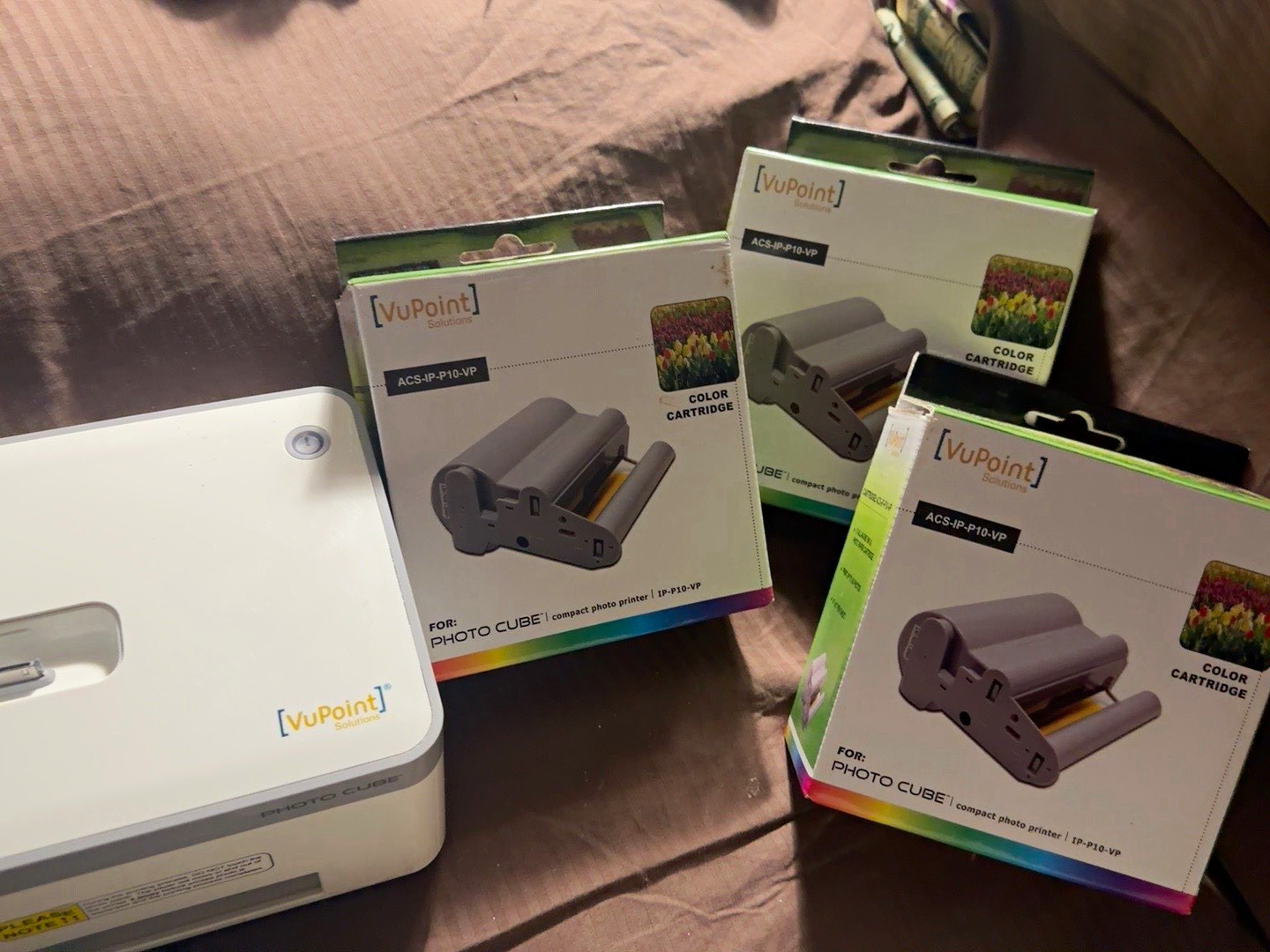 VuPoint Photo Cube Compact Photo Printer with 4 Color Cartridges 