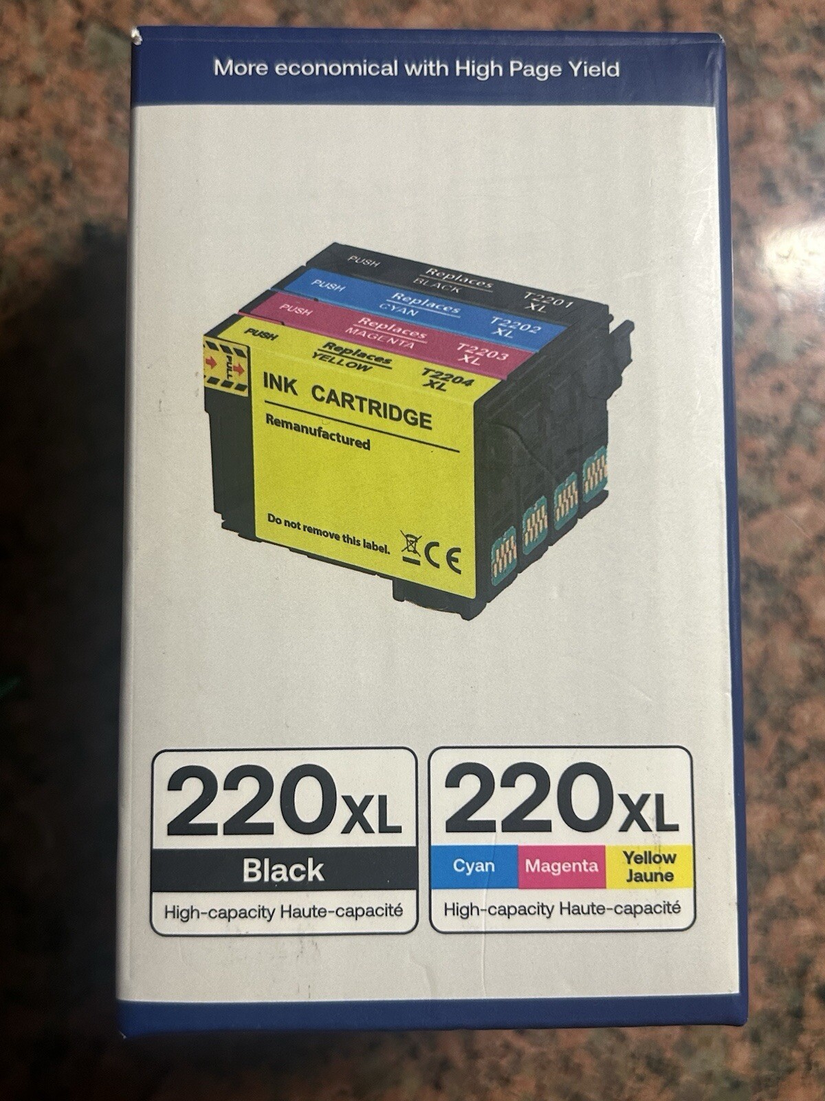 High Yield 220 XL Ink Cartridge. 4 Pack.Cyan, Magenta,Yellow,Black. New.Exp.2026