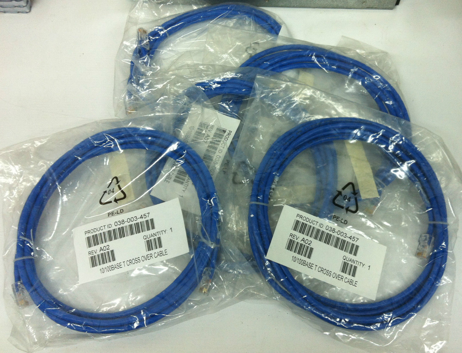 Lot of 5 EMC 038-003-457 10ft CAT5 T-Cross Over Cables - NEW